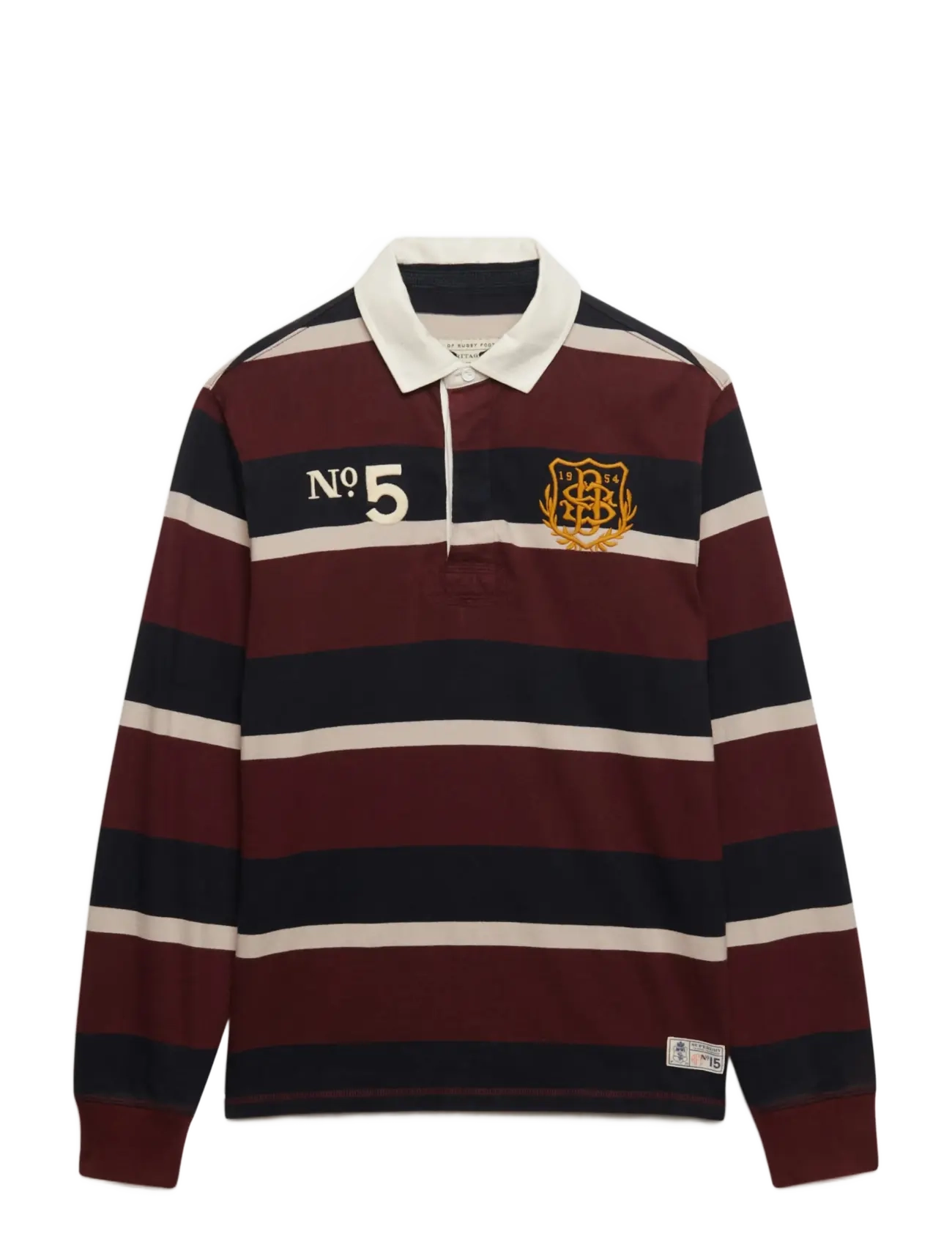 Superdry - DOUBLE EMBLEM STRIPE RUGBY - long-sleeved polos - port/navy stripe - 1