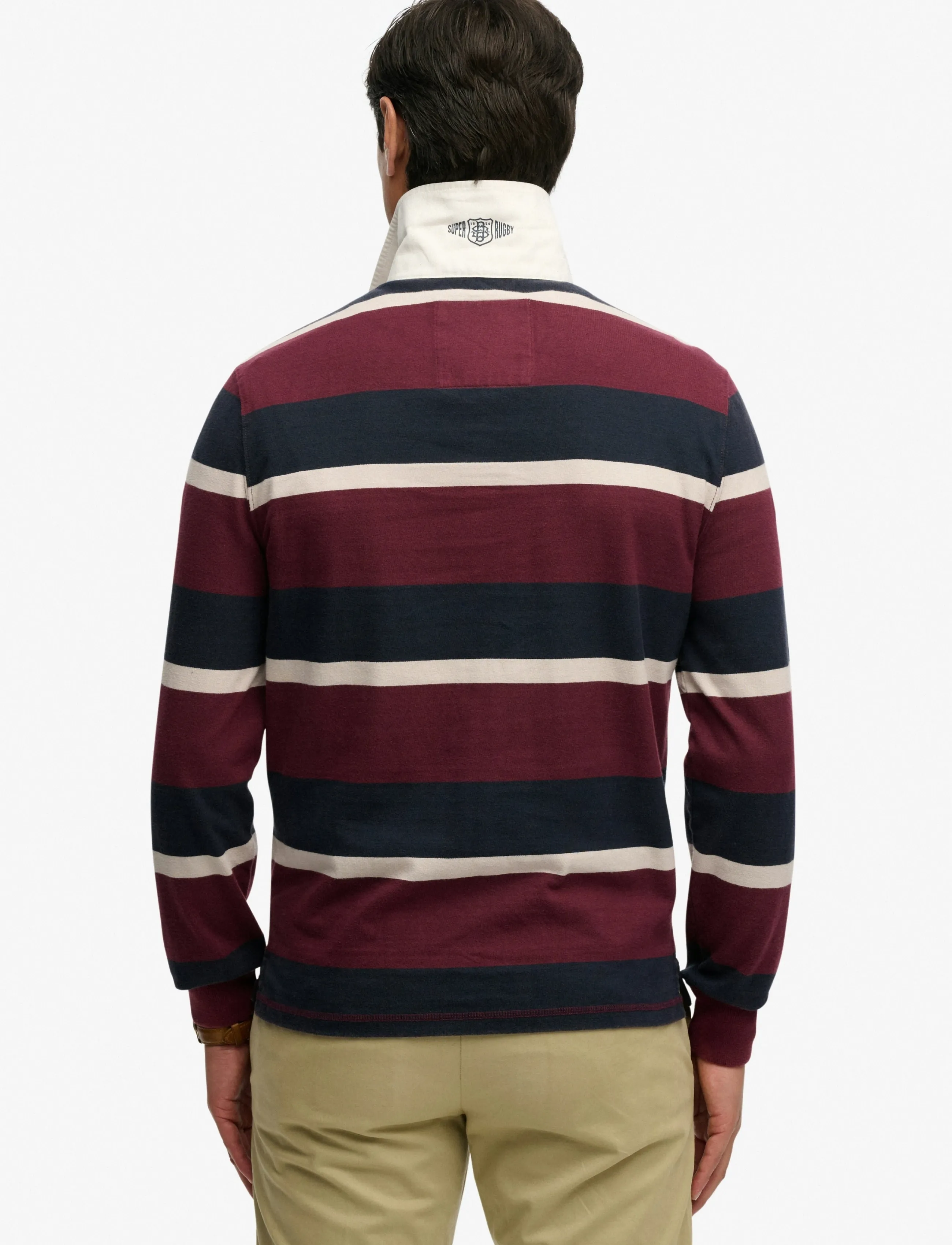 Superdry - DOUBLE EMBLEM STRIPE RUGBY - long-sleeved polos - port/navy stripe - 2