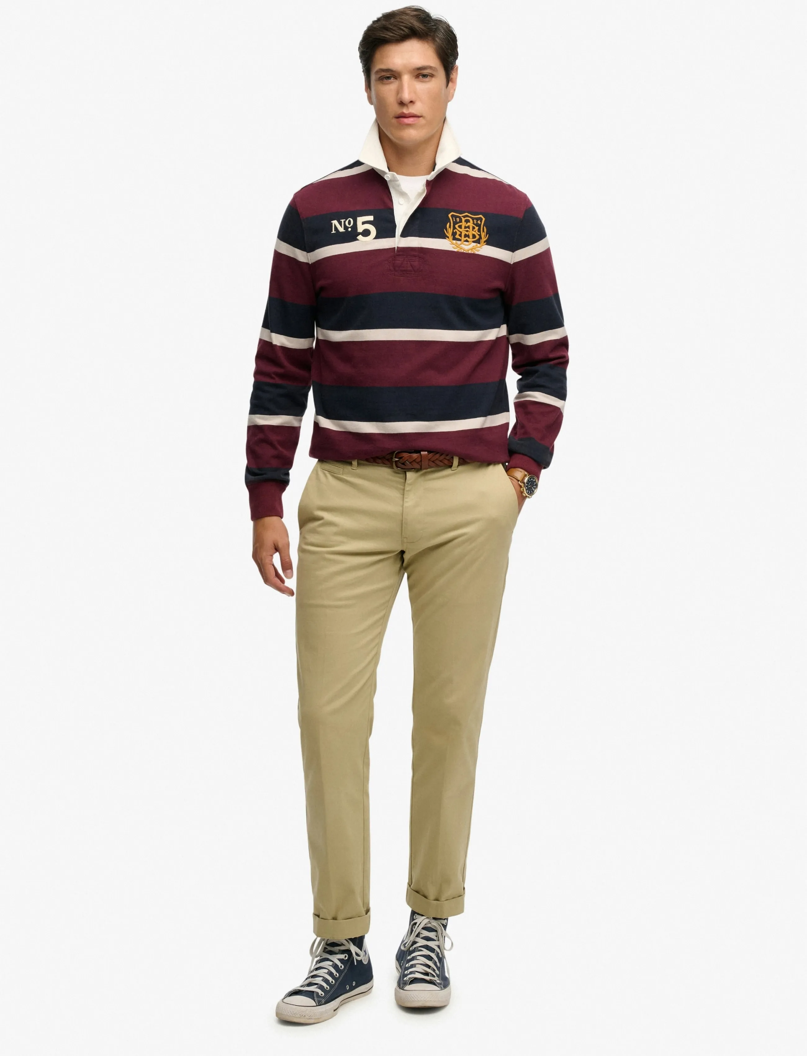 Superdry - DOUBLE EMBLEM STRIPE RUGBY - long-sleeved polos - port/navy stripe - 5