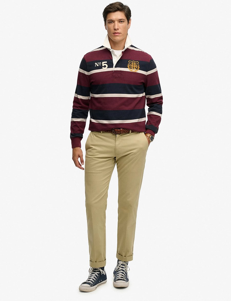 Superdry - DOUBLE EMBLEM STRIPE RUGBY - long-sleeved polos - port/navy stripe - 5