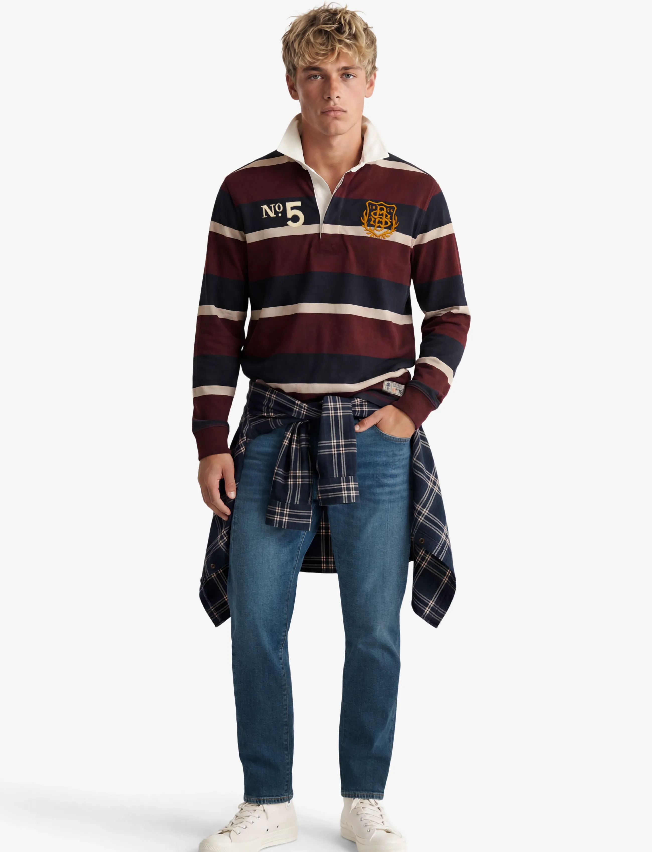 Superdry Double Emblem Stripe Rugby långärmade t-shirts herr – bild 6