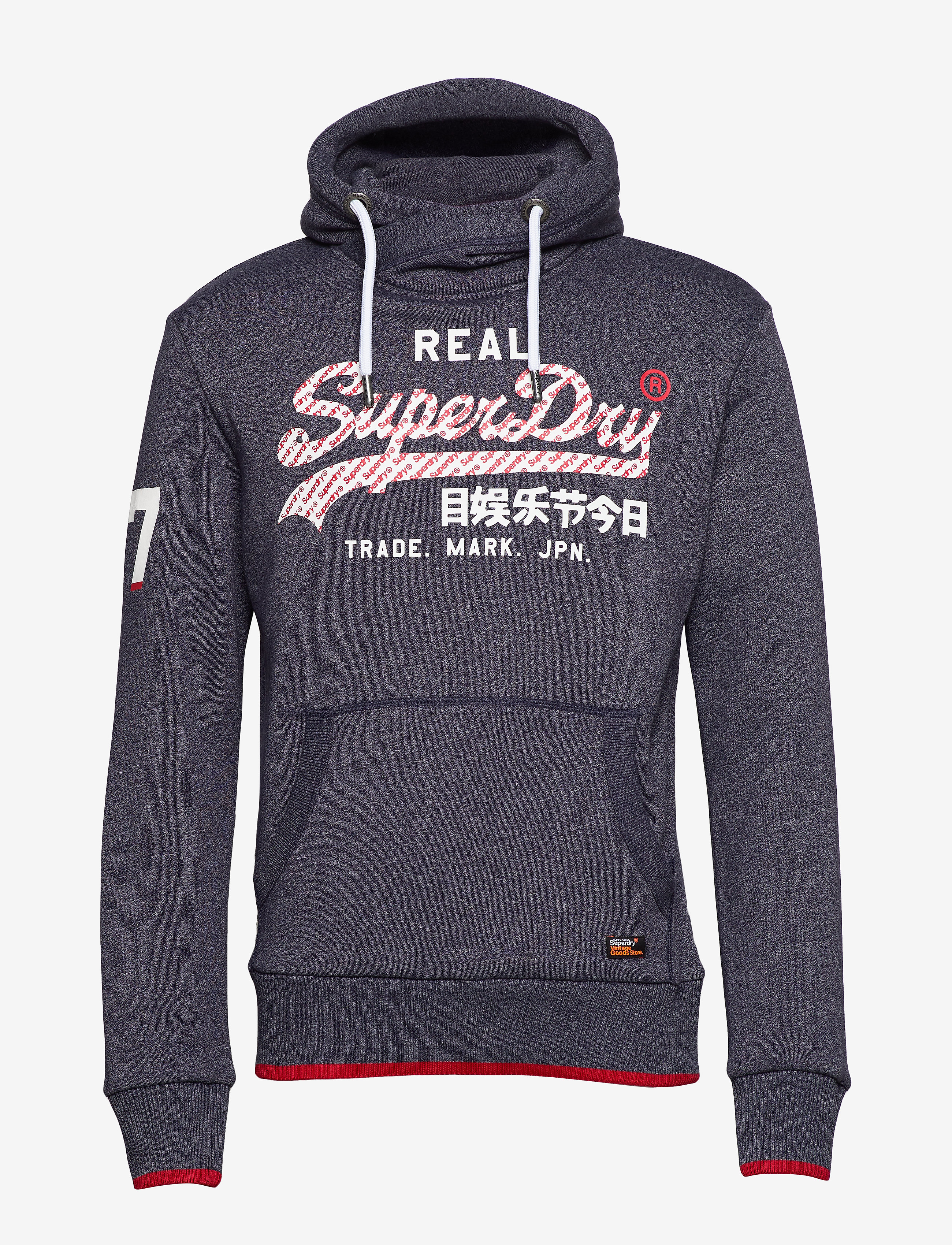 Superdry - VINTAGE LOGO NEON TIP HOOD - navy grit - 0