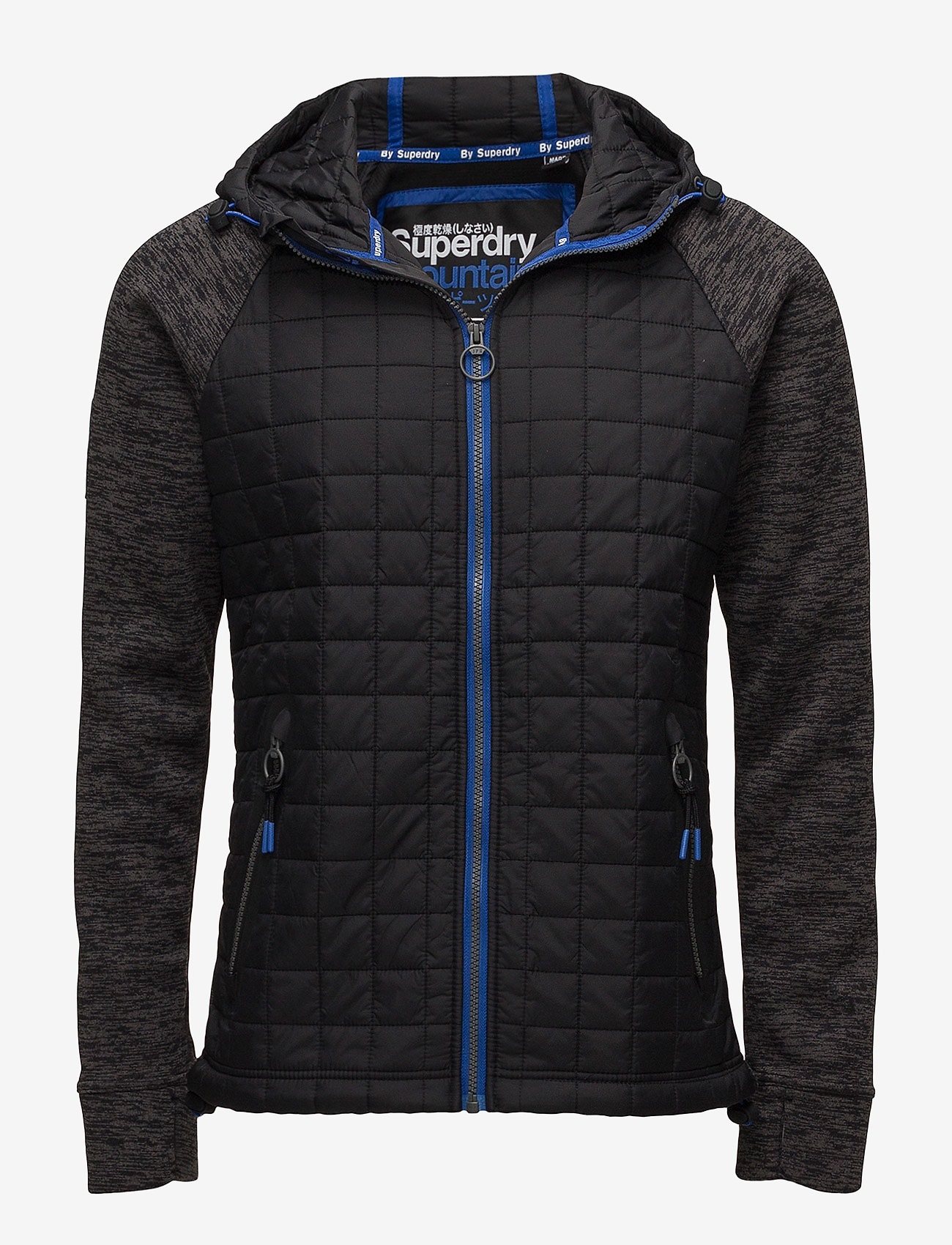 Superdry - MOUNTAIN QUILTD RAGLAN ZIPHOOD - black/grey space dye - 1