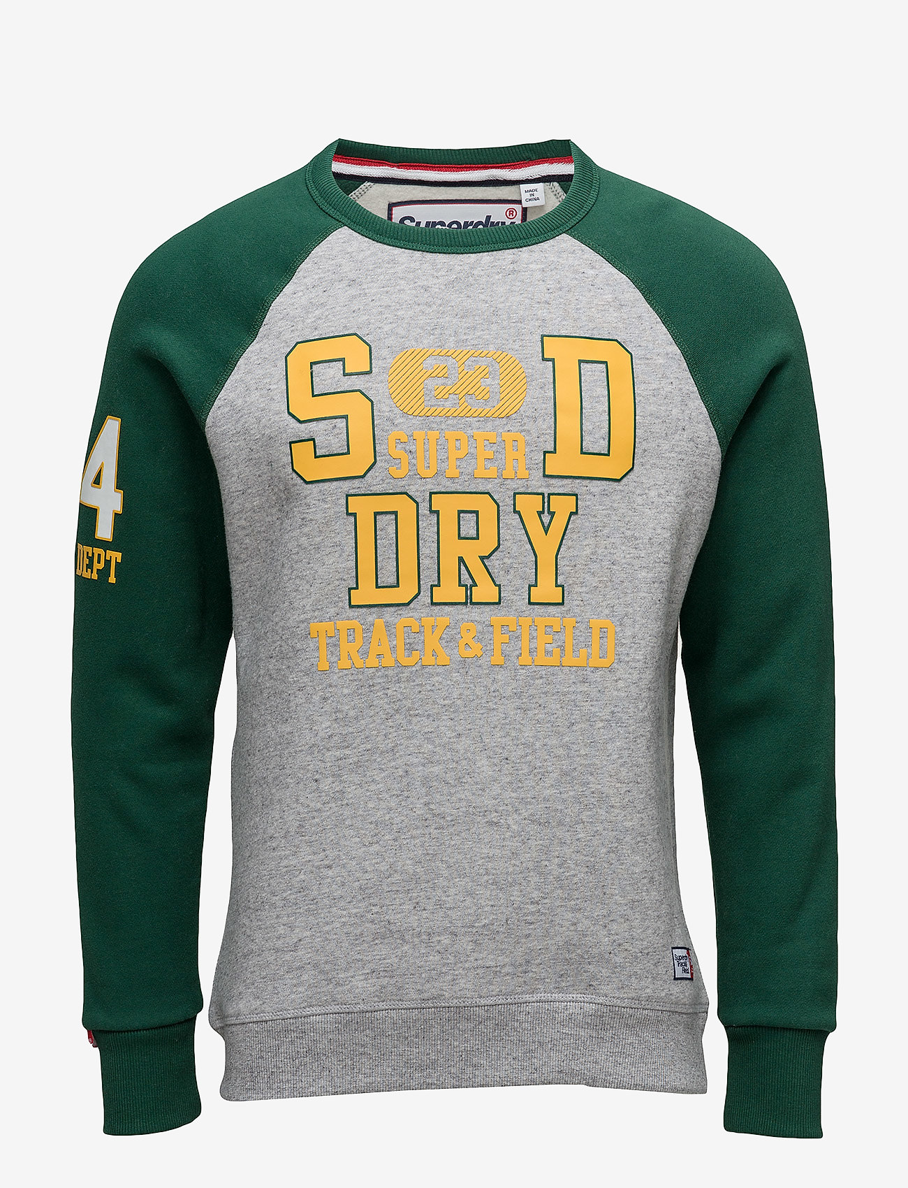Superdry - TRACKSTER BASEBALL CREW - stadium grey marl/track green - 0