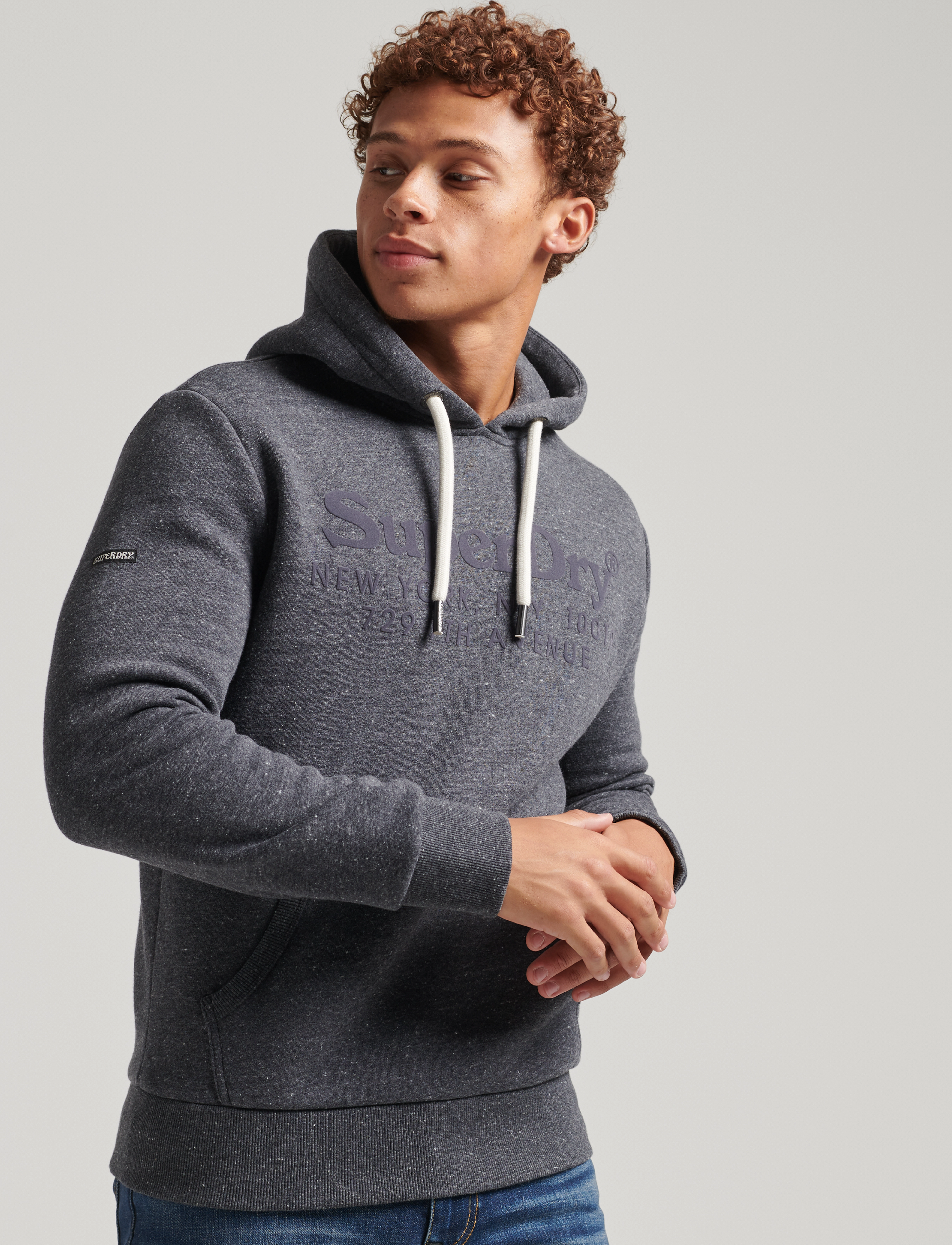 Superdry - VINTAGE VENUE TONAL HOOD - charcoal heather - 2