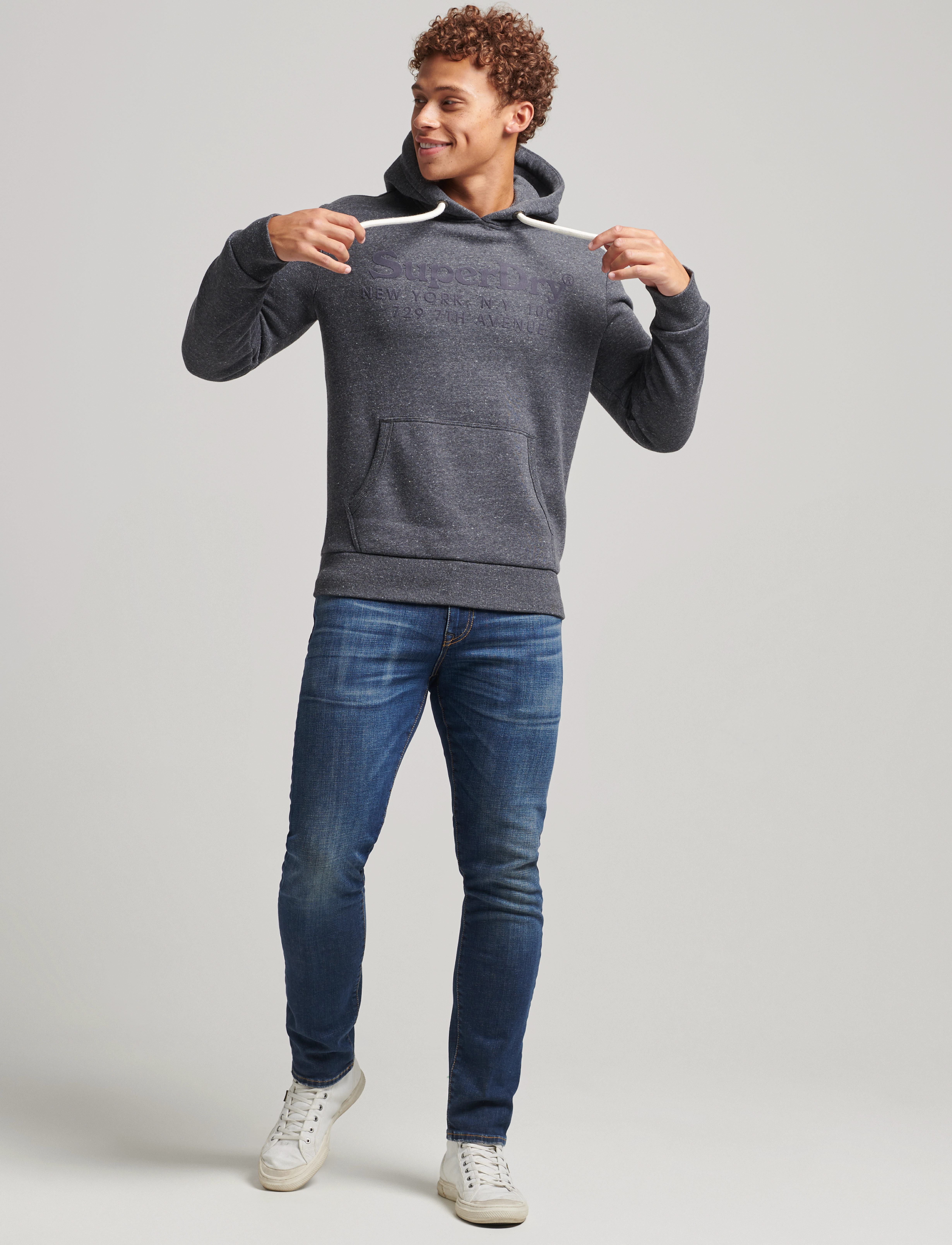 Superdry - VINTAGE VENUE TONAL HOOD - charcoal heather - 3