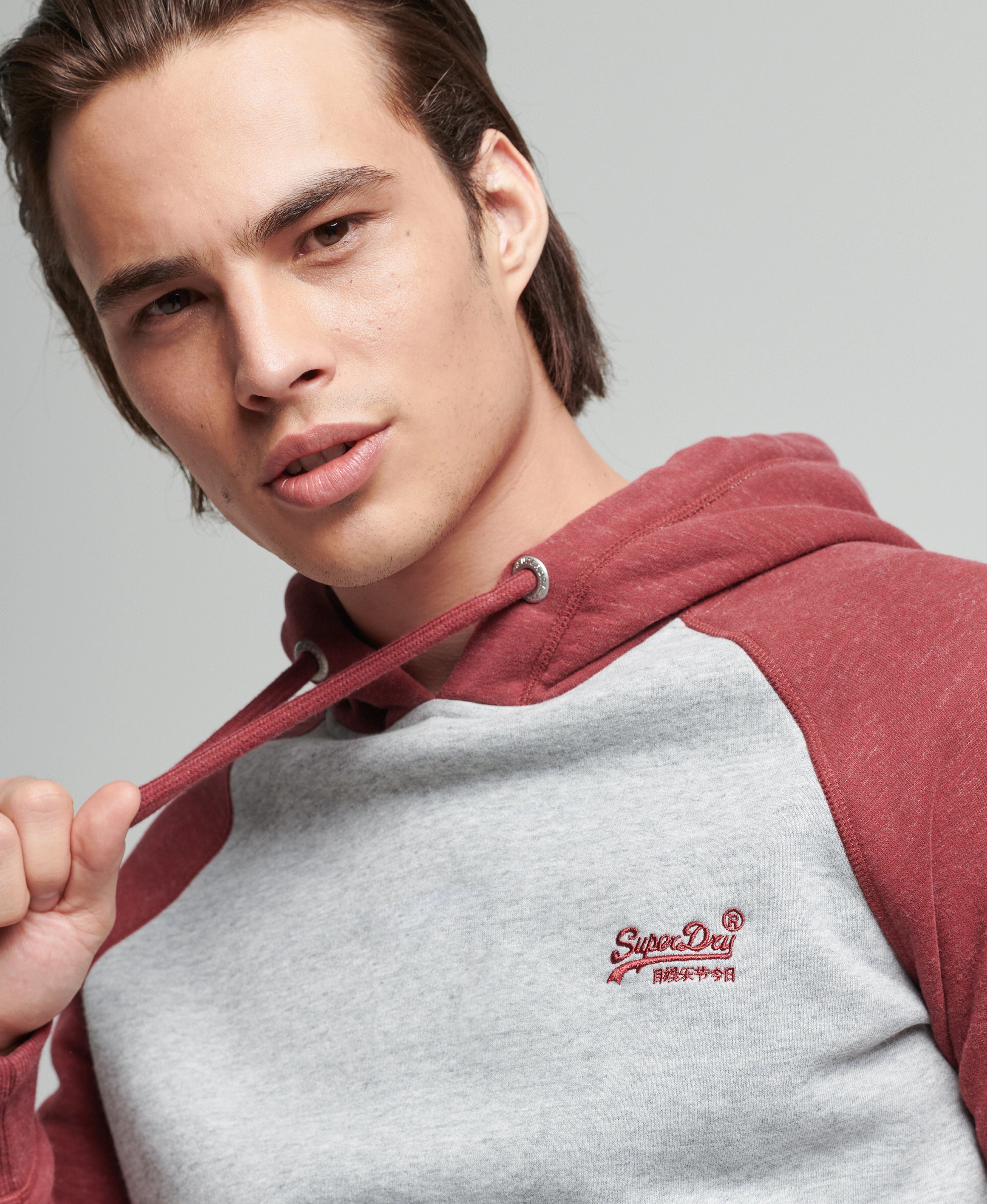 Superdry - VINTAGE LOGO EMB BASEBALL HOOD - athletic grey marl/rhubarb marl - 3