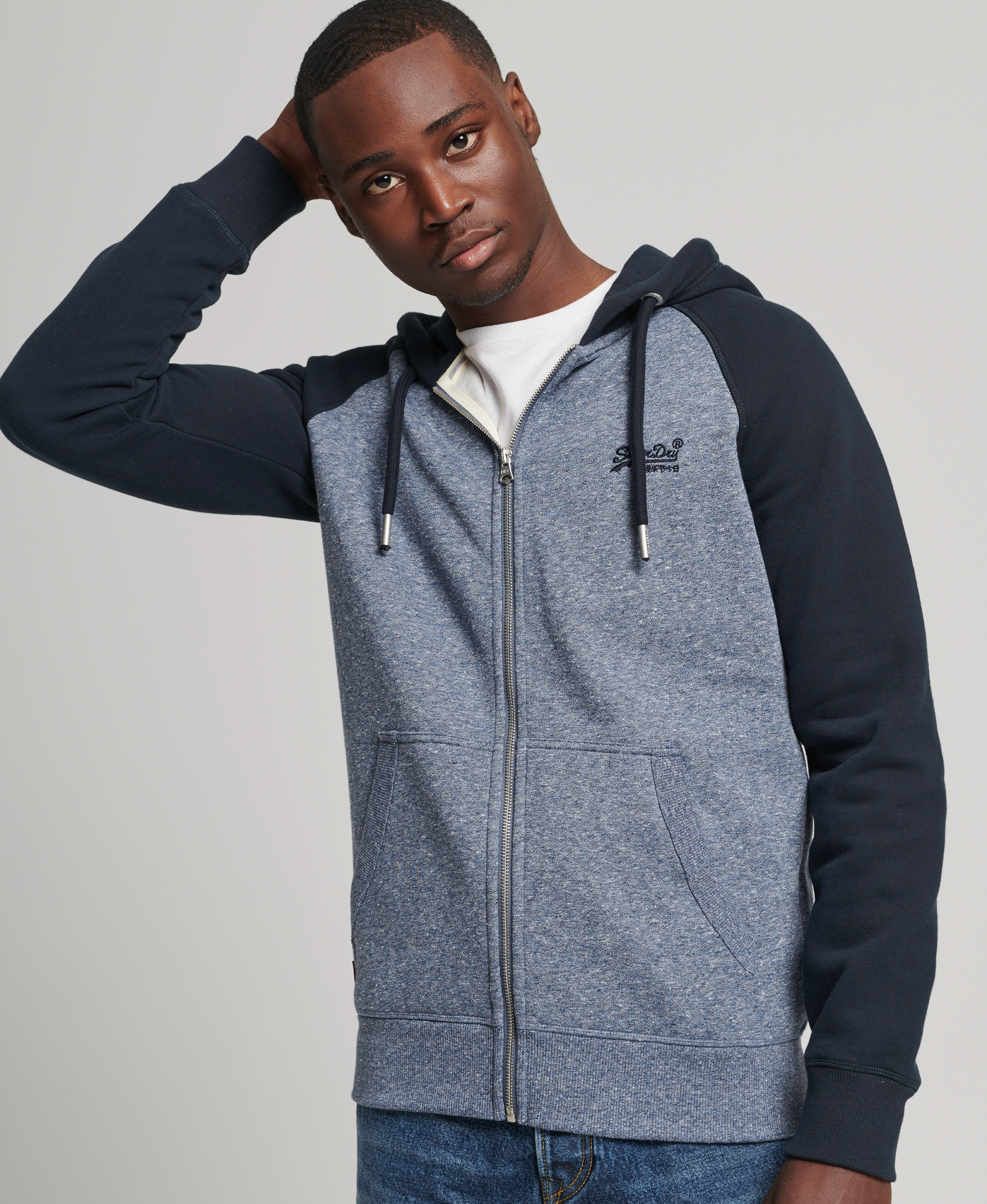 Superdry - VLE BASEBALL ZIPHOOD - tois blue grit/eclipse navy - 2