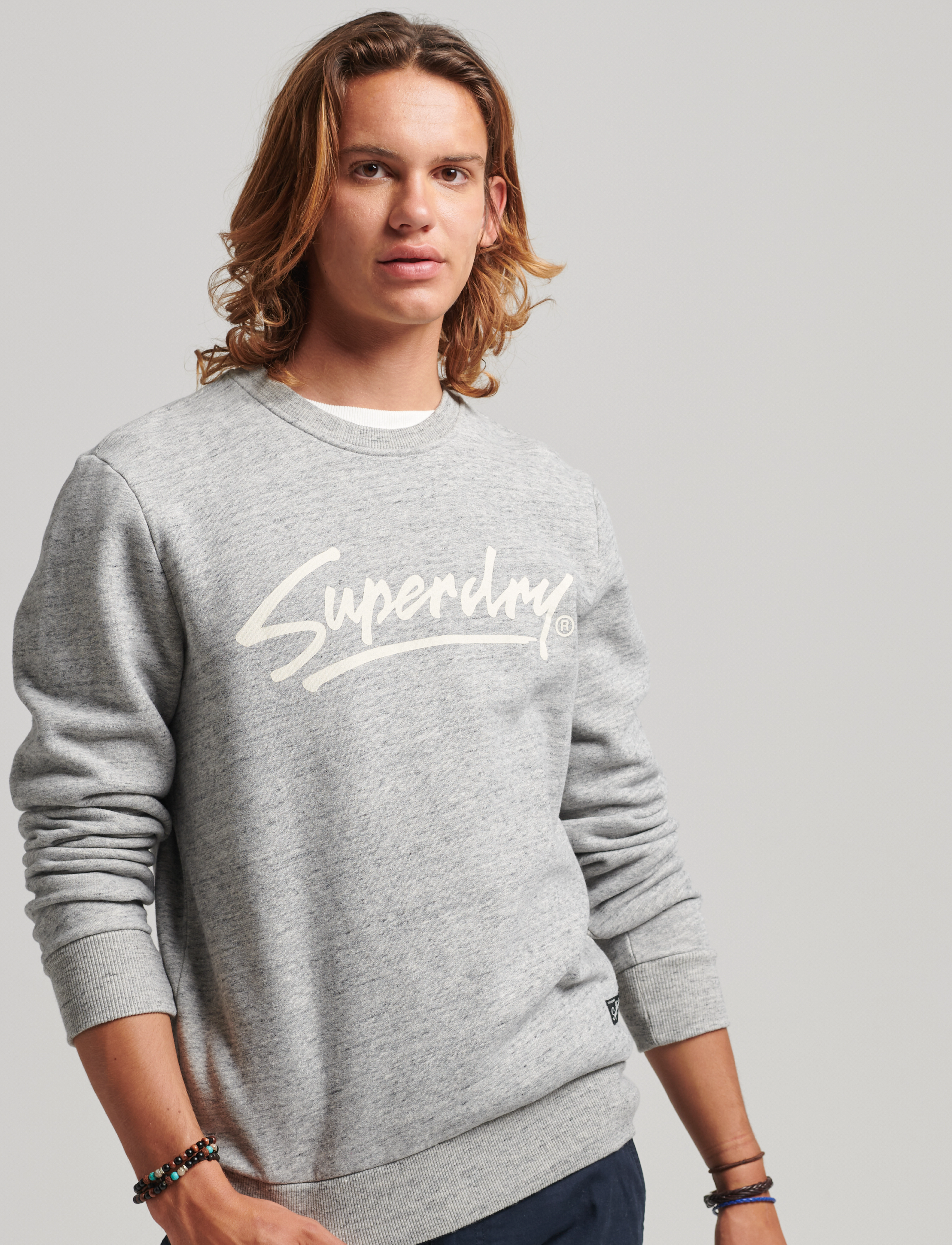 Superdry - VINTAGE DOWNTOWN SCRIPT CREW - athletic grey marl - 2
