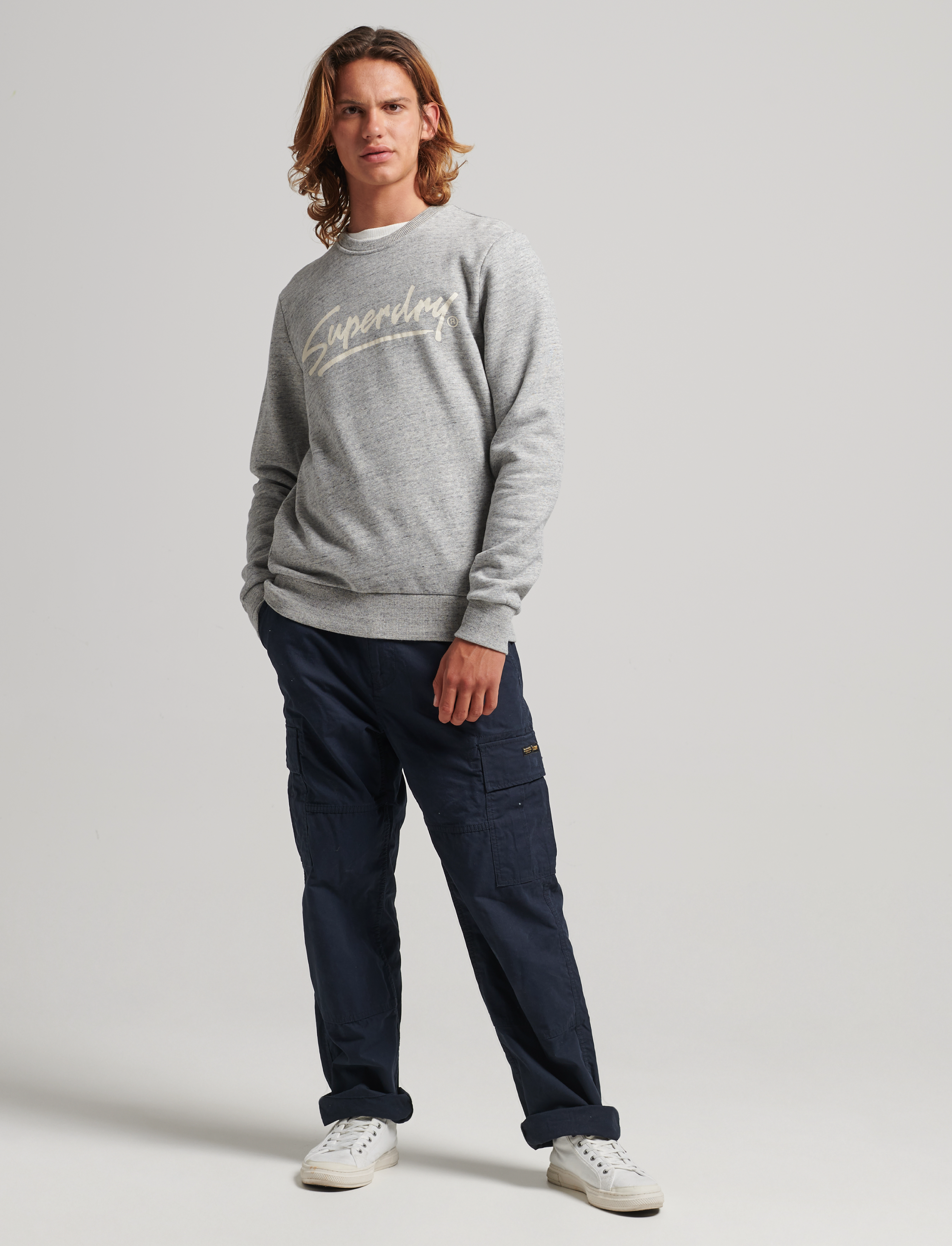 Superdry - VINTAGE DOWNTOWN SCRIPT CREW - athletic grey marl - 3