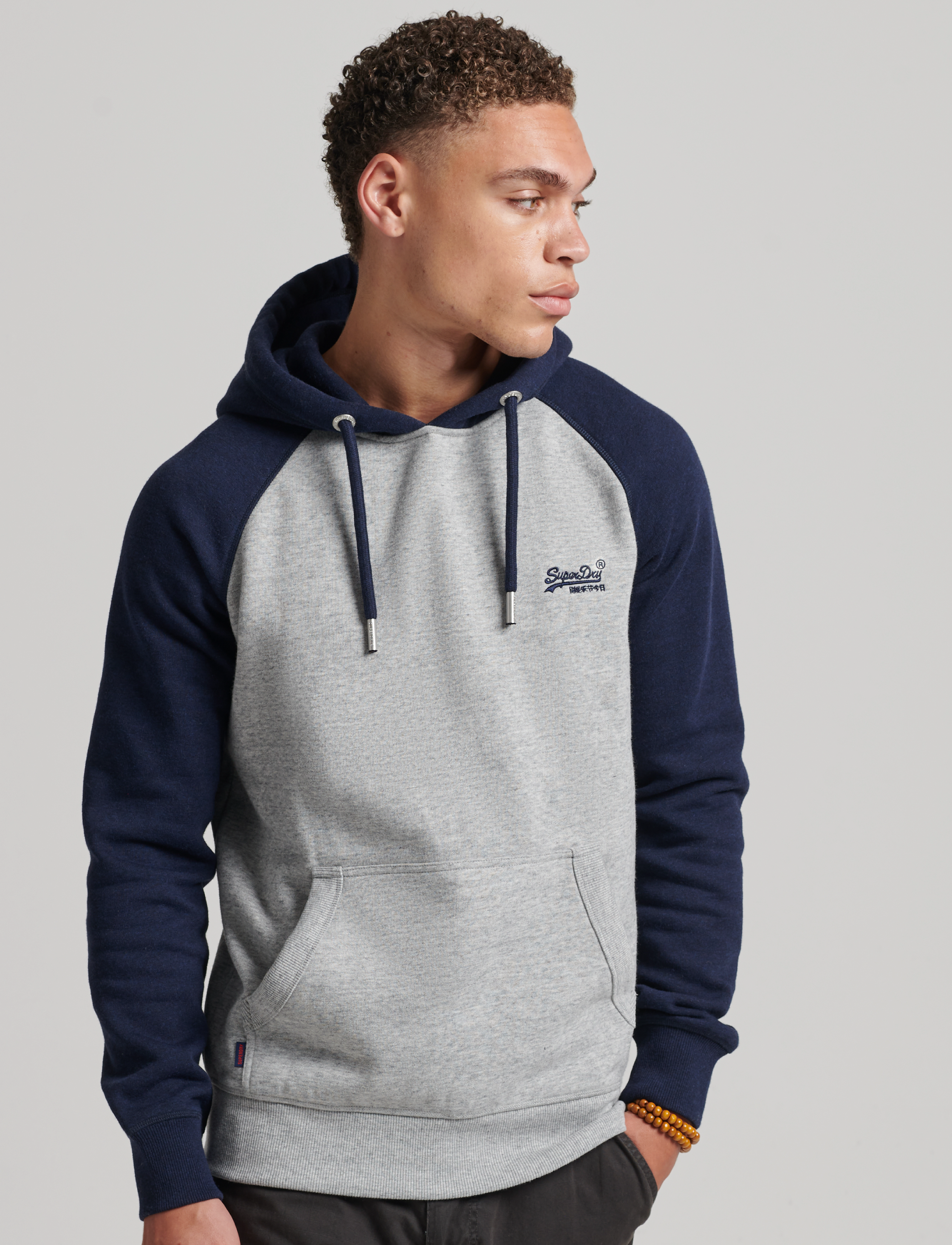 Superdry - VINTAGE LOGO EMB BASEBALL HOOD - athletic grey marl/rich navy marl - 2
