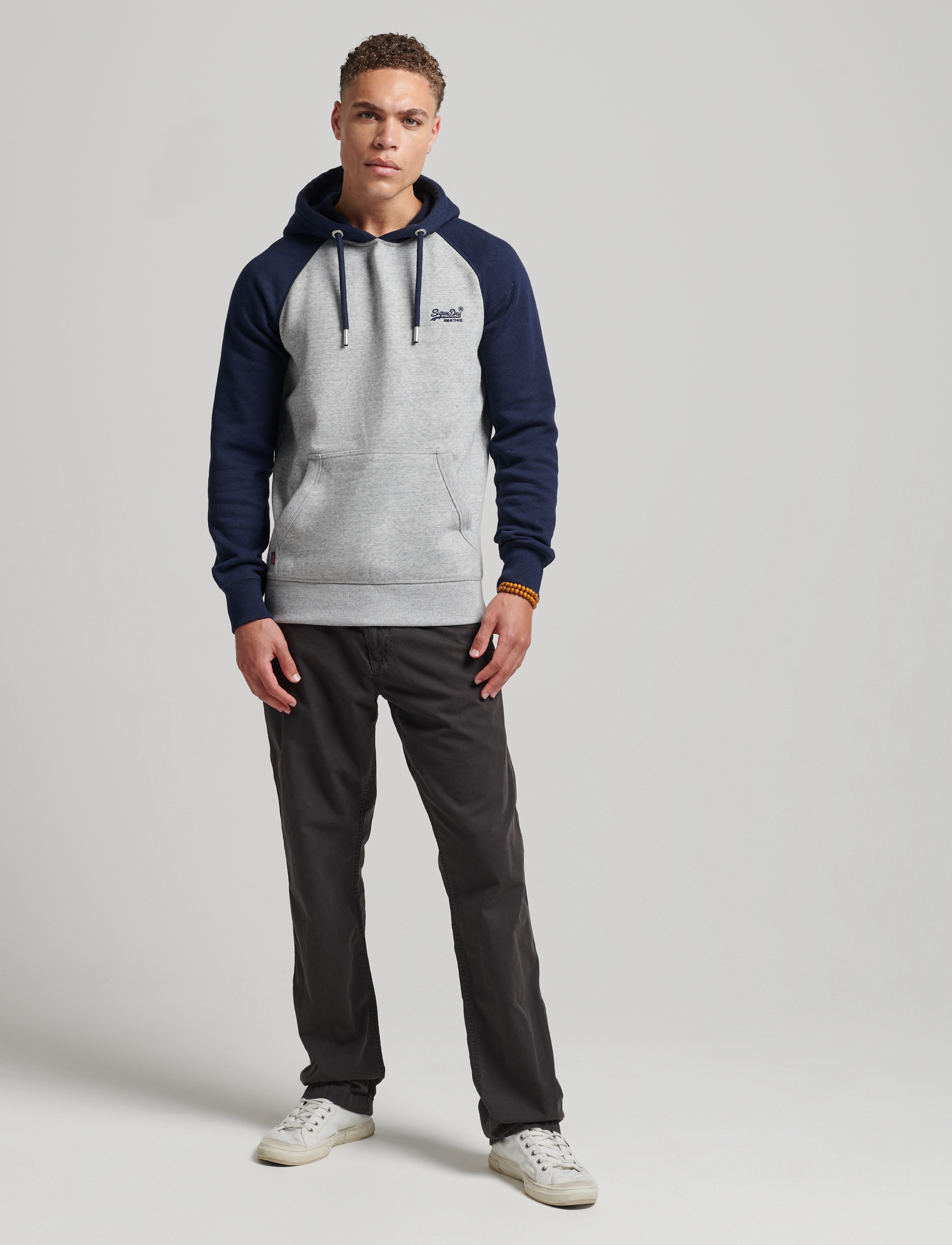 Superdry - VINTAGE LOGO EMB BASEBALL HOOD - athletic grey marl/rich navy marl - 3