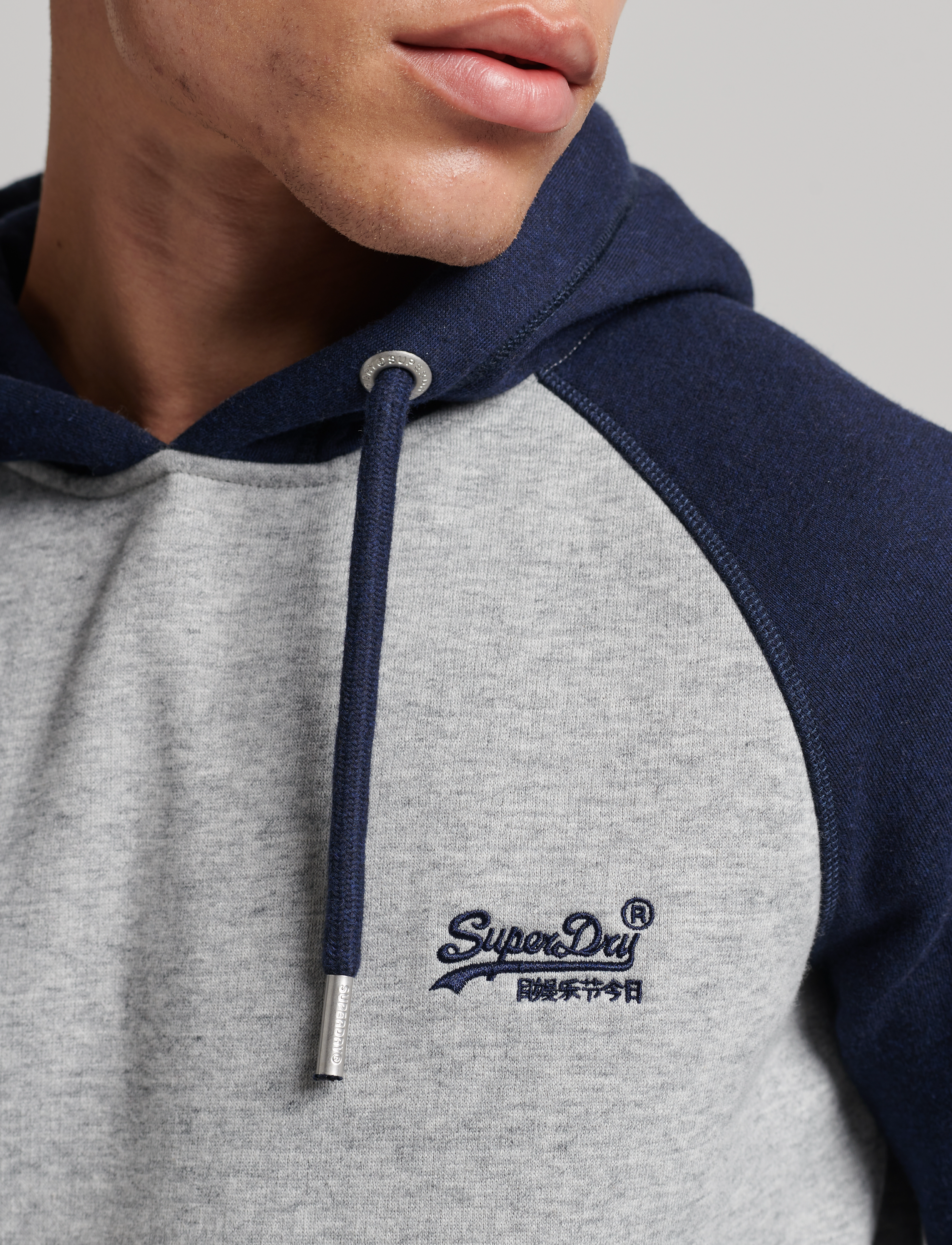 Superdry - VINTAGE LOGO EMB BASEBALL HOOD - athletic grey marl/rich navy marl - 4