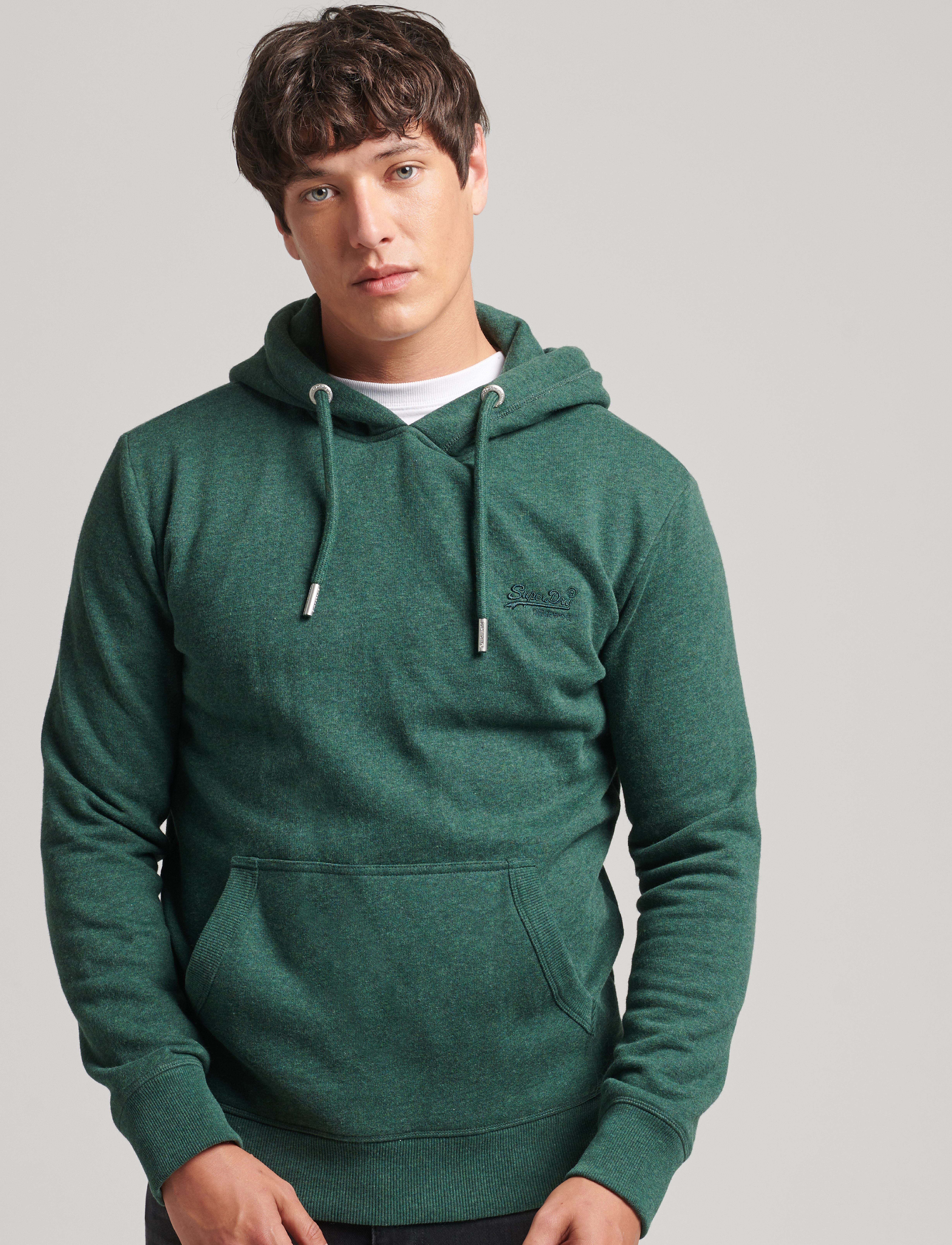Superdry - VINTAGE LOGO EMB HOOD - campus green marl - 2