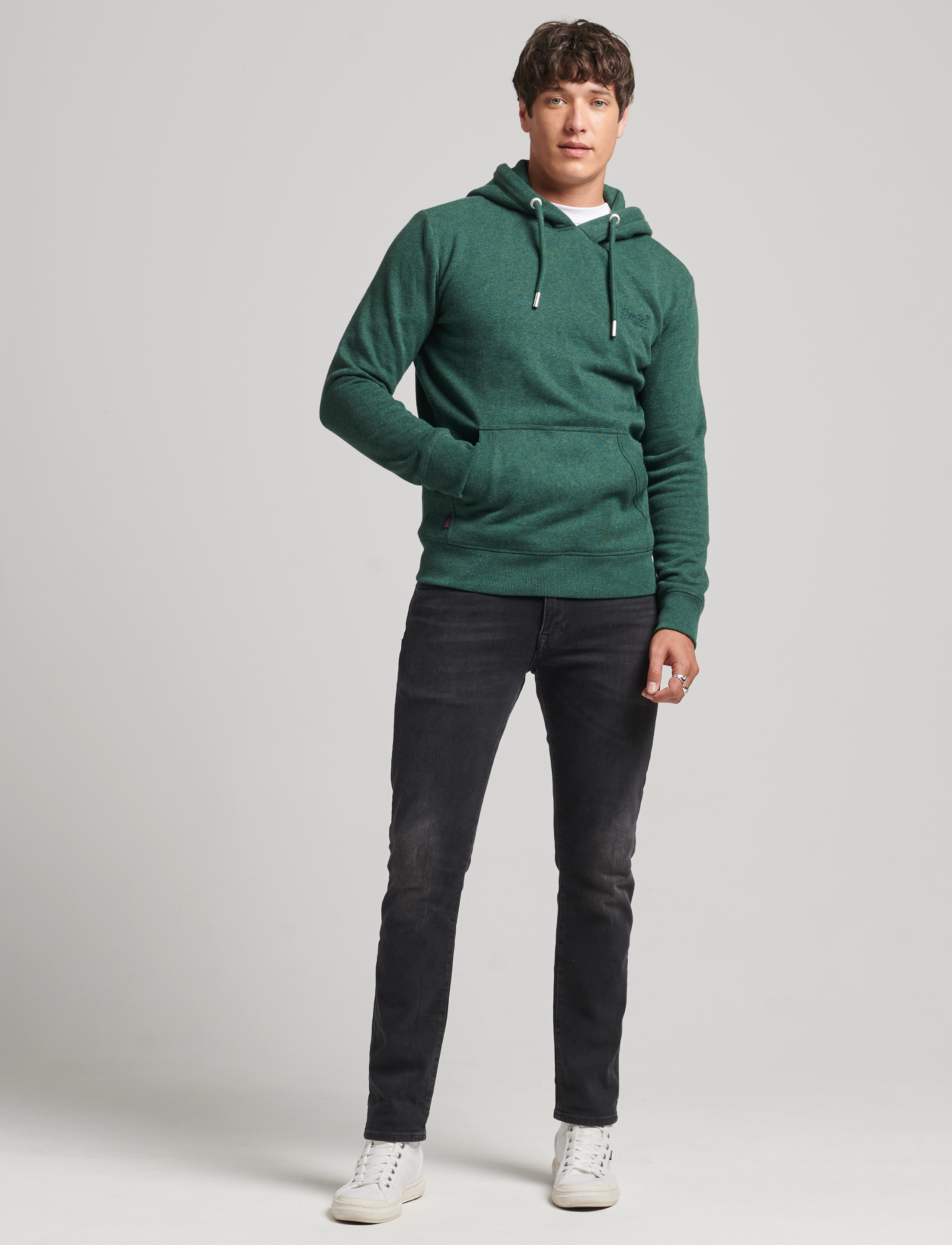 Superdry - VINTAGE LOGO EMB HOOD - campus green marl - 3