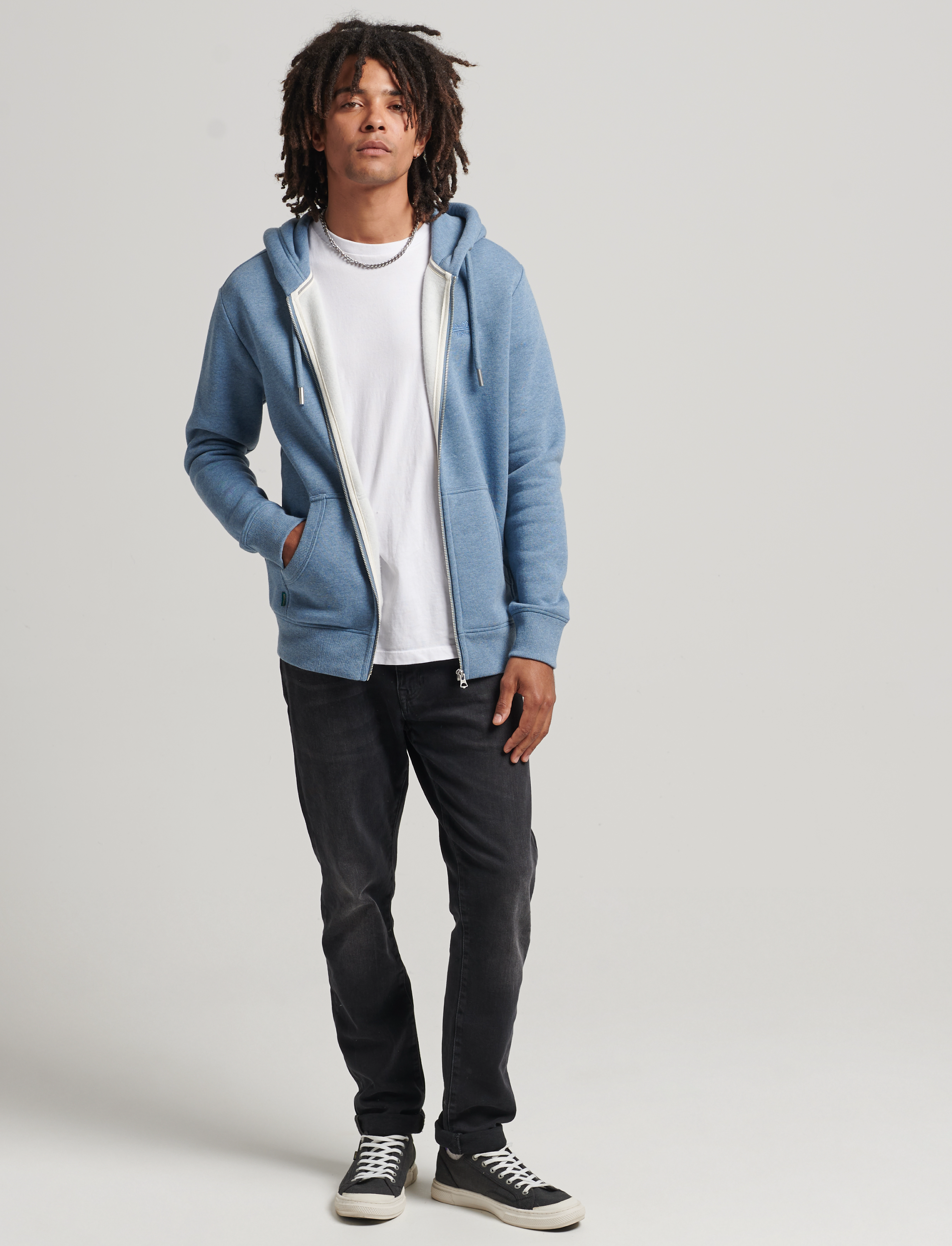 Superdry - VINTAGE LOGO EMB ZIPHOOD - bluestone marl - 3