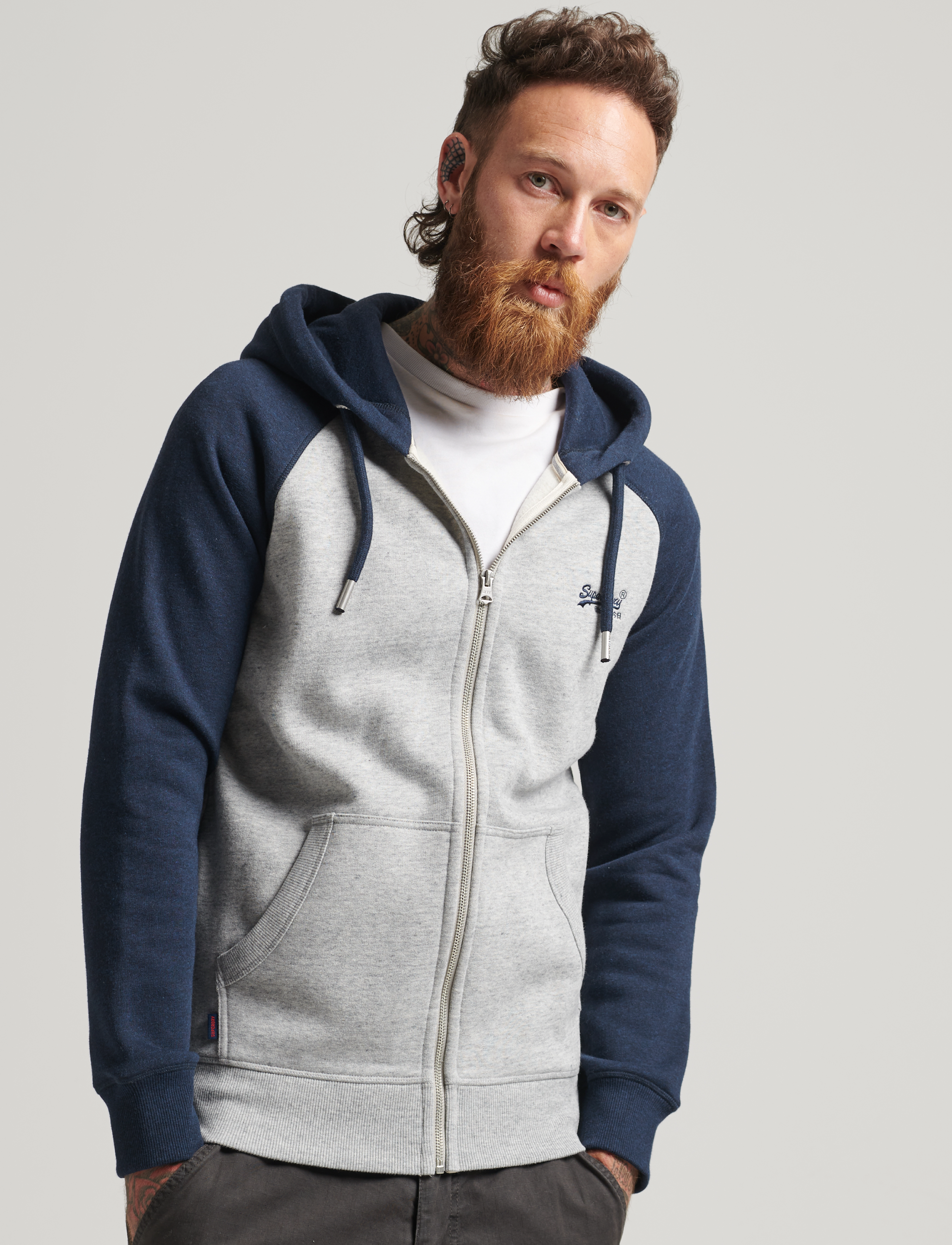Superdry - VLE BASEBALL ZIPHOOD - athletic grey marl/rich navy marl - 2