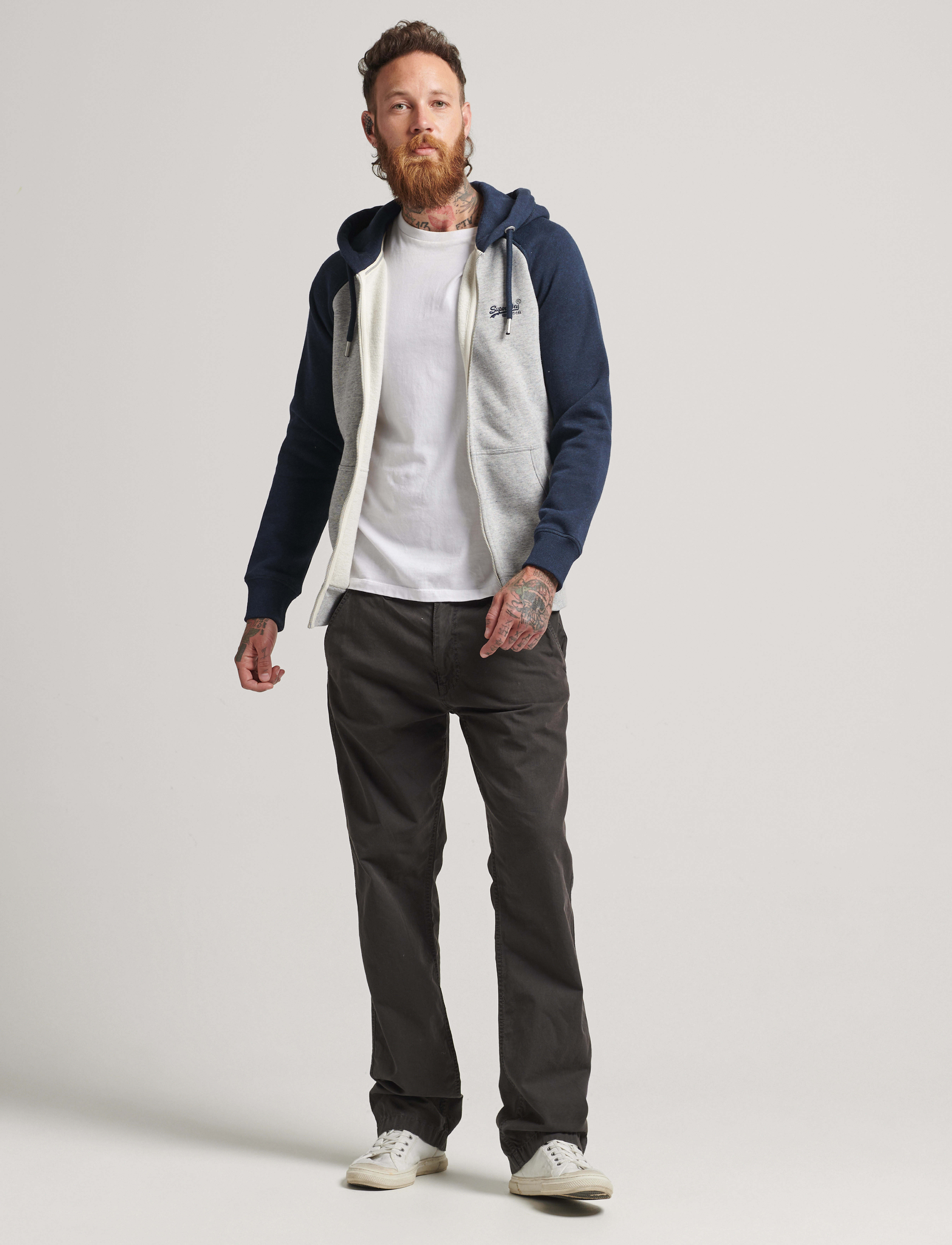 Superdry - VLE BASEBALL ZIPHOOD - athletic grey marl/rich navy marl - 3