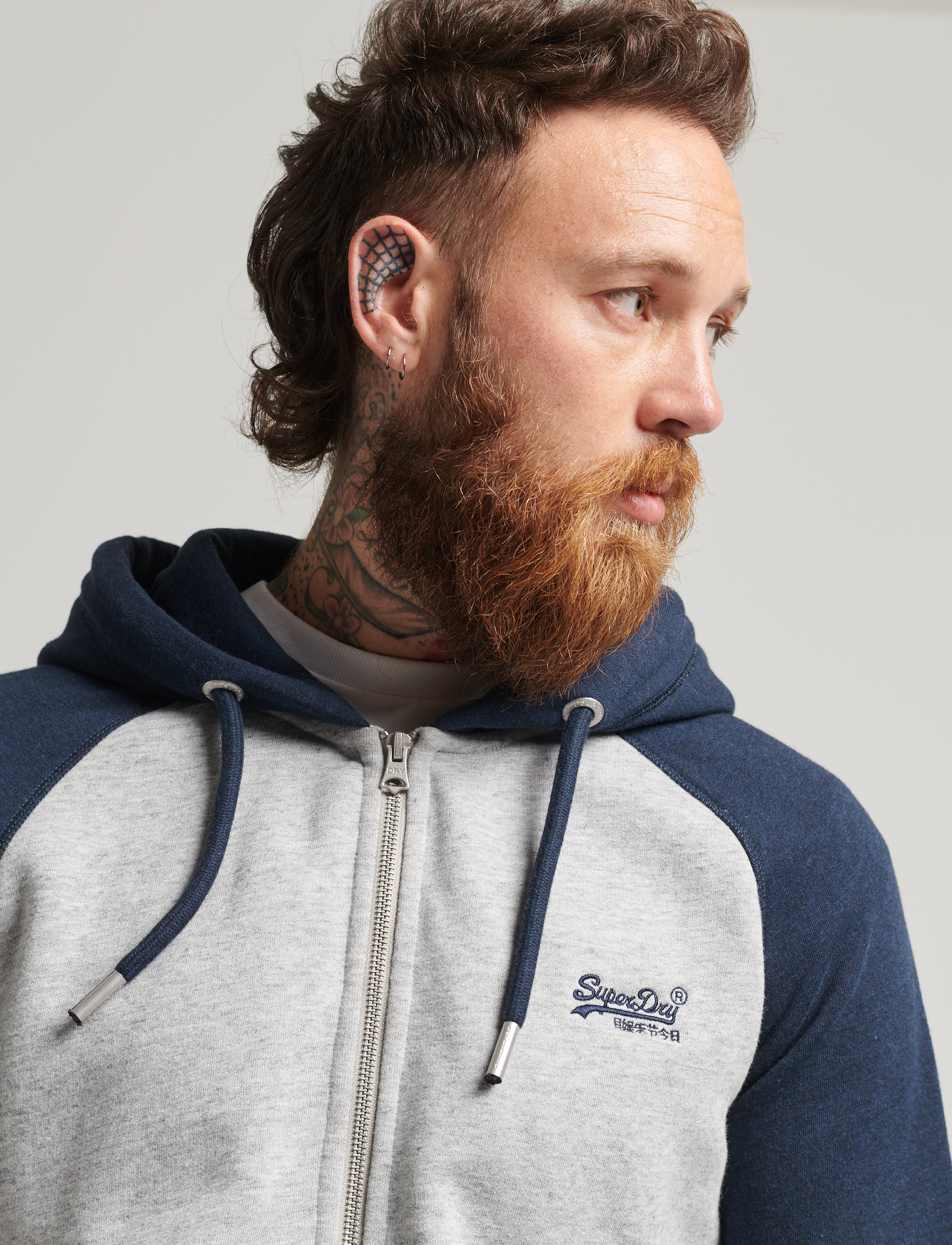 Superdry - VLE BASEBALL ZIPHOOD - athletic grey marl/rich navy marl - 4
