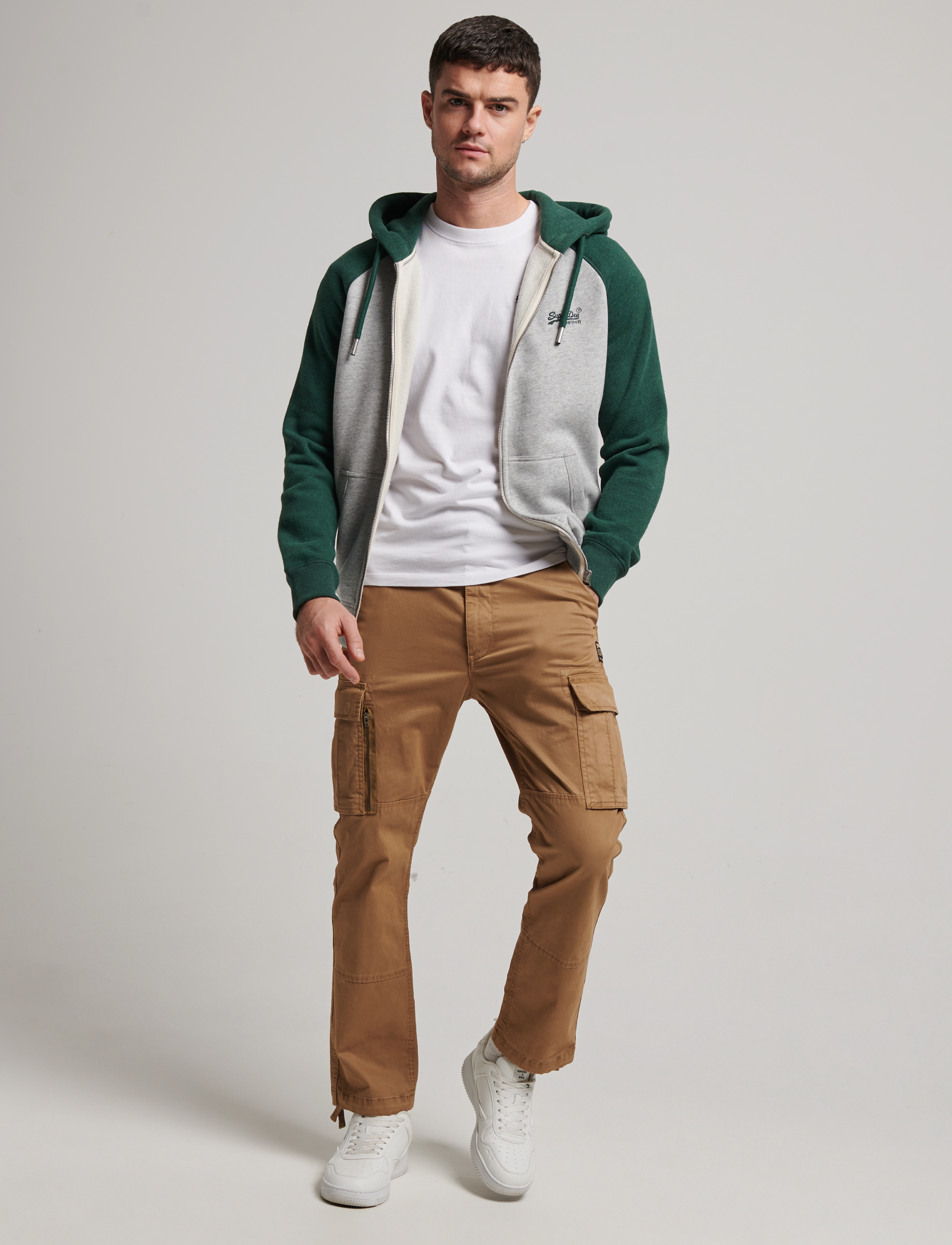 Superdry - VLE BASEBALL ZIPHOOD - athletic grey marl/campus green marl - 2