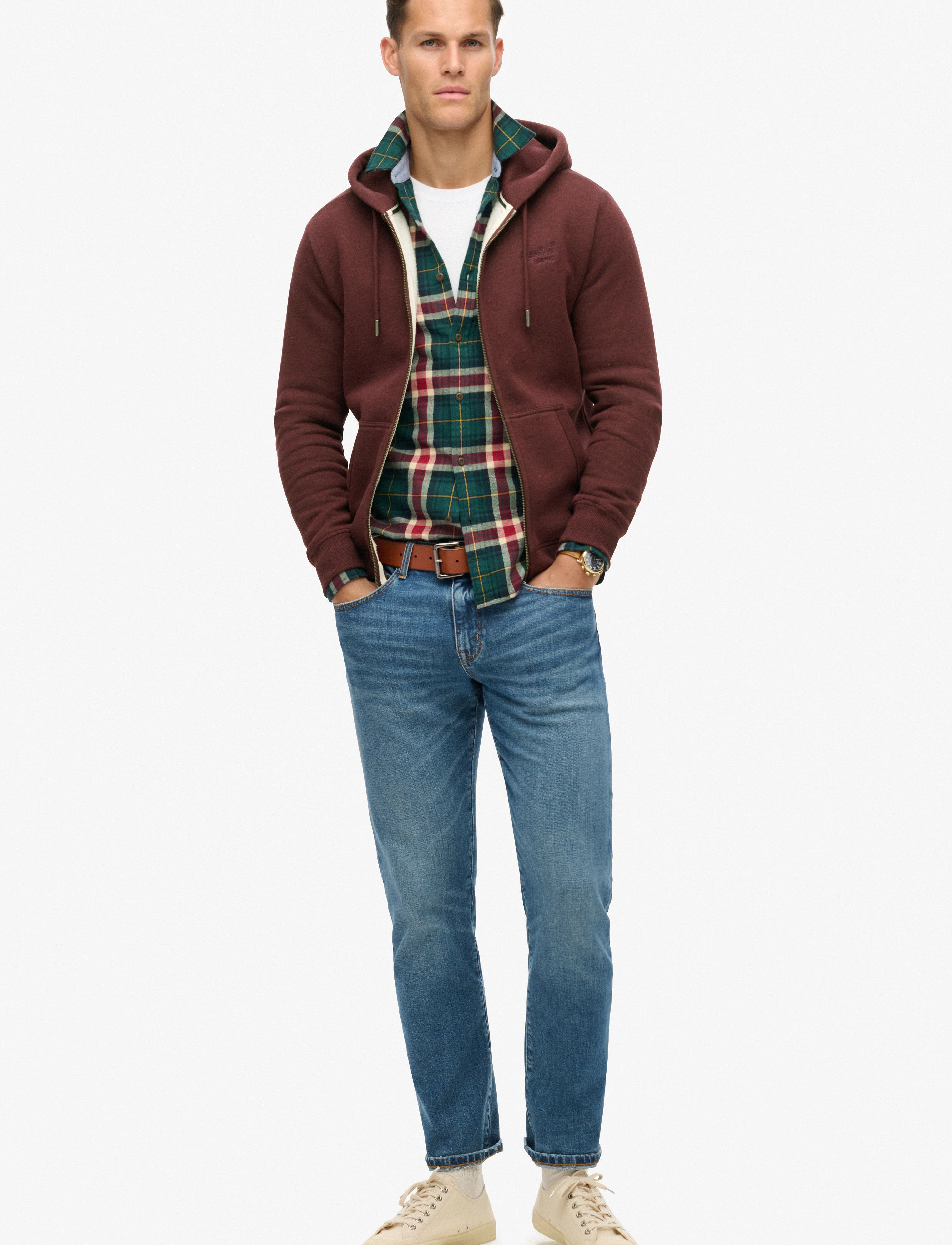 Superdry - ESSENTIAL LOGO ZIP HOODIE - tawny port red marl - 3
