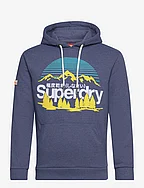 GREAT OUTDOORS GRAPHIC HOODIE - JEANS BLUE MARL
