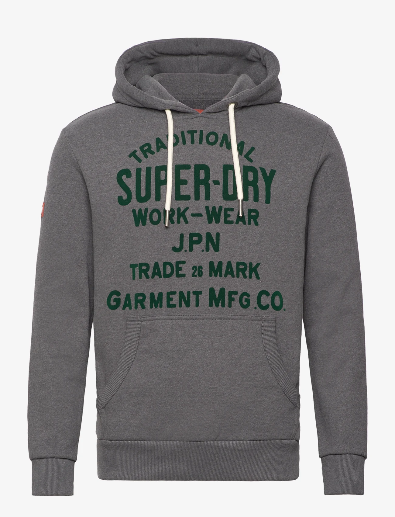 Superdry - WORKWEAR FLOCK GRAPHIC HOODIE - megztiniai ir džemperiai - granite grey marl - 0
