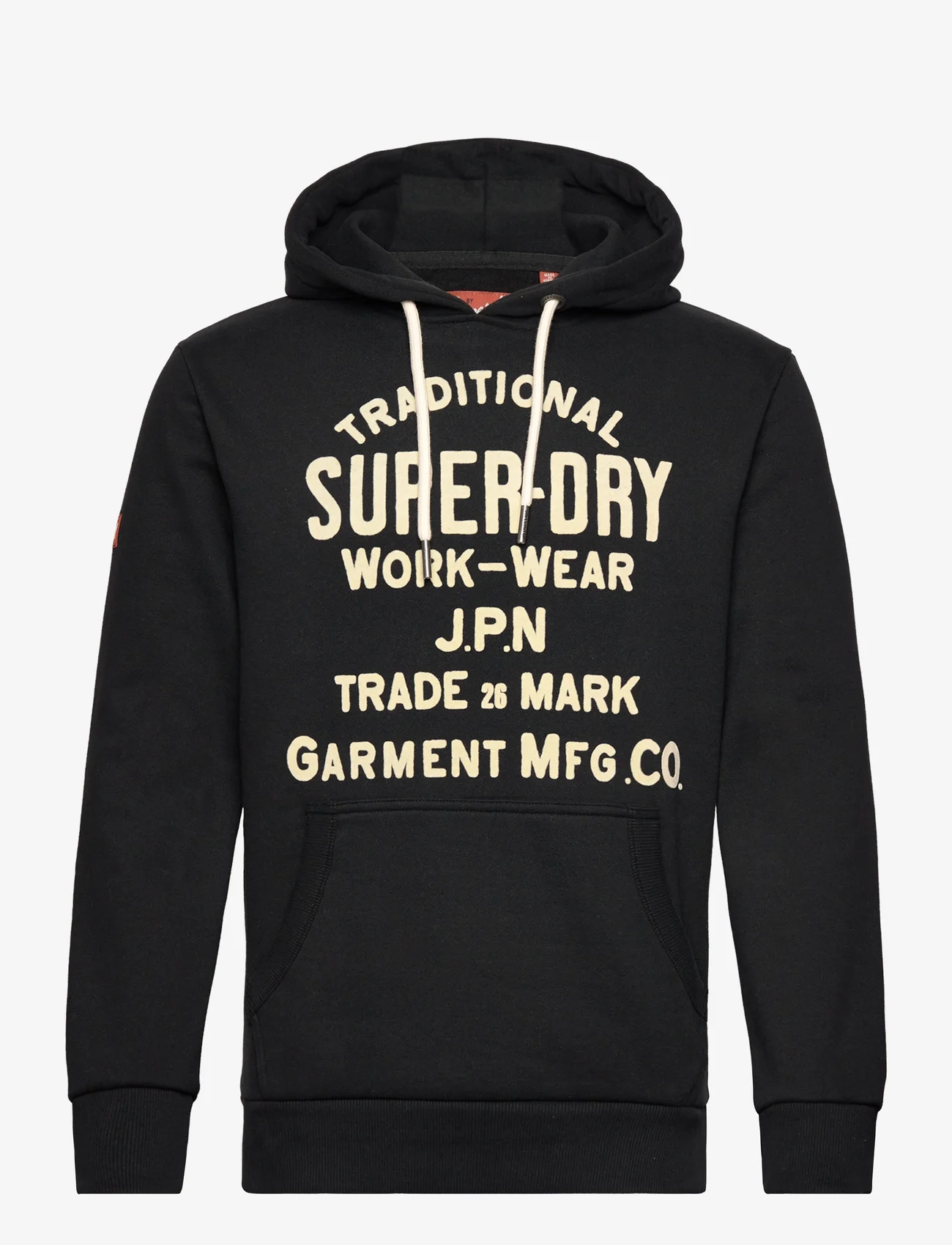Superdry - WORKWEAR FLOCK GRAPHIC HOODIE - sweatshirts - nero black marl - 0
