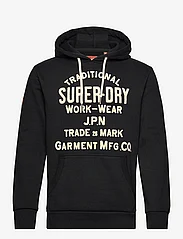 Superdry - WORKWEAR FLOCK GRAPHIC HOODIE - megztiniai ir džemperiai - nero black marl - 0