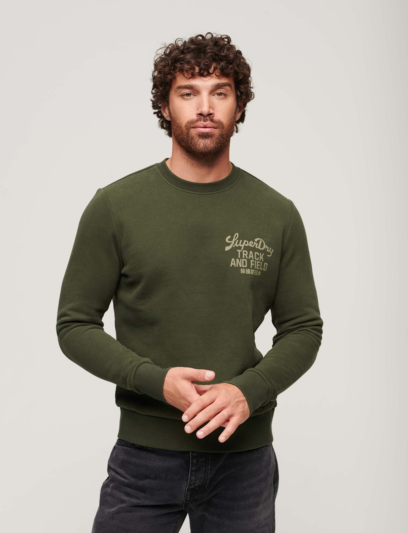 Superdry - ATHLETIC SCRIPT FLOCK SWEAT - sweatshirts - surplus goods olive green - 1