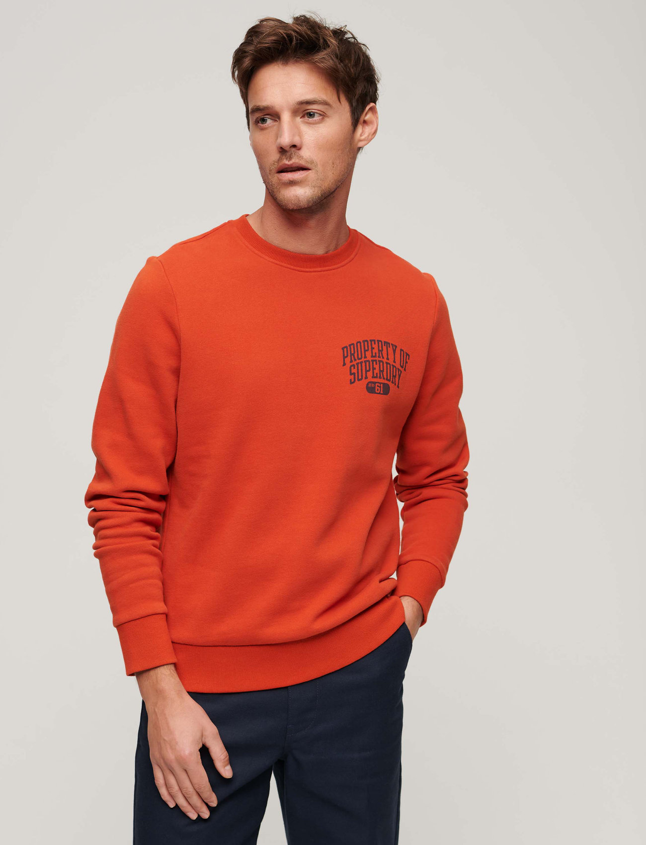 Superdry - ATHLETIC SCRIPT FLOCK SWEAT - sportiska stila džemperi - denim co rust orange - 1
