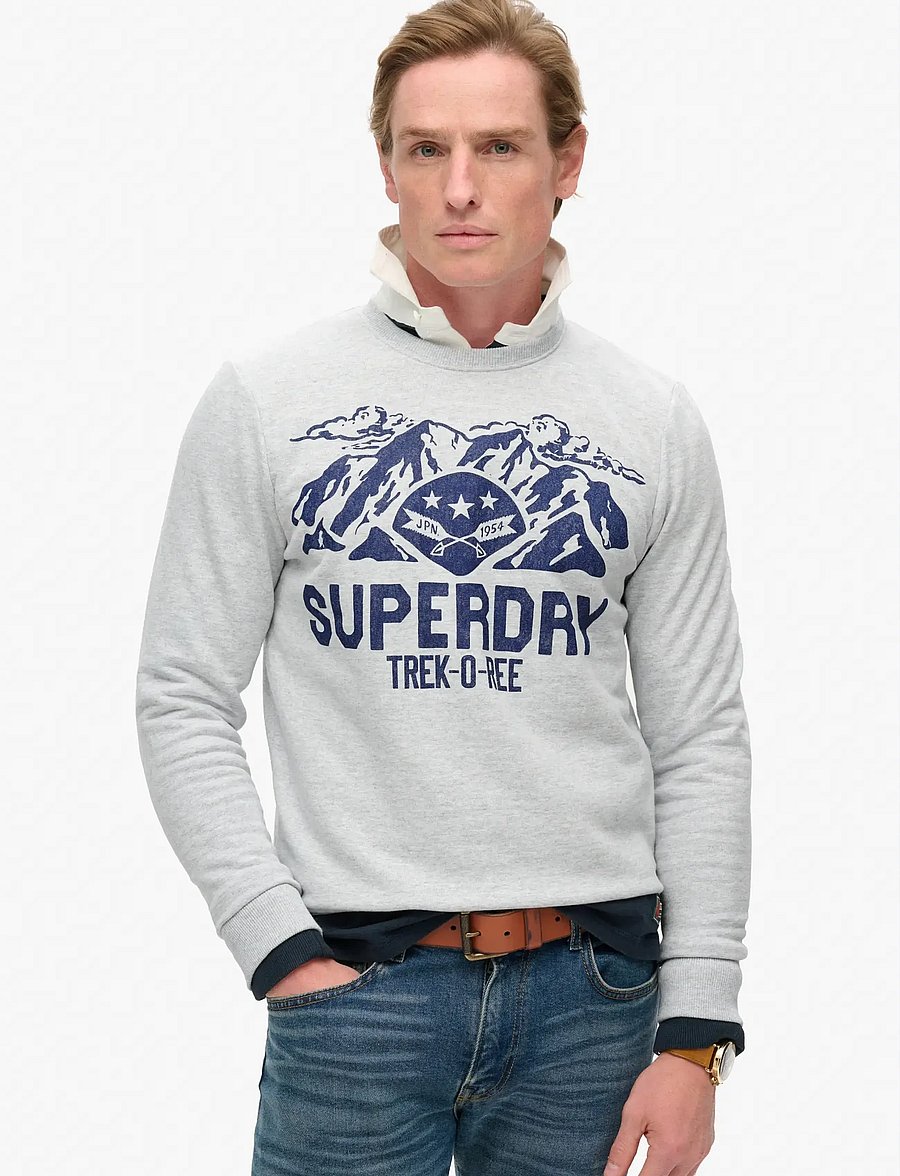 Superdry - LO-FI OUTDOORS GRAPHIC CREW - kollektioner - flake grey marl - 0