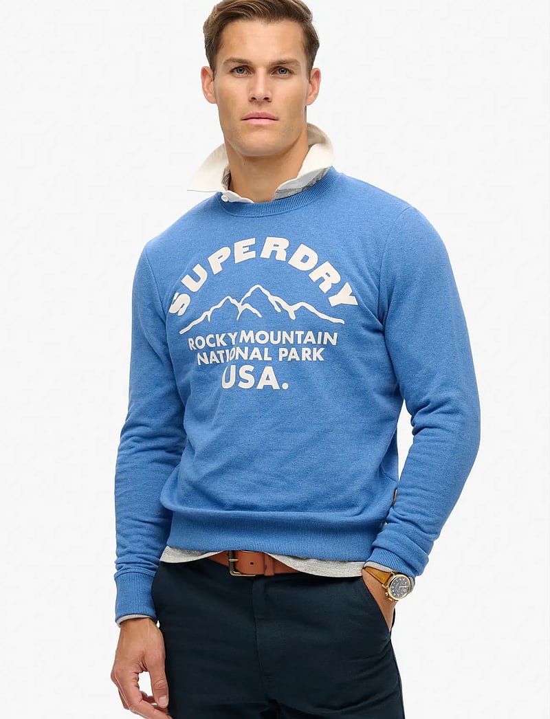 Superdry - LO-FI OUTDOORS GRAPHIC CREW - kollektioner - ocean blue marl - 0