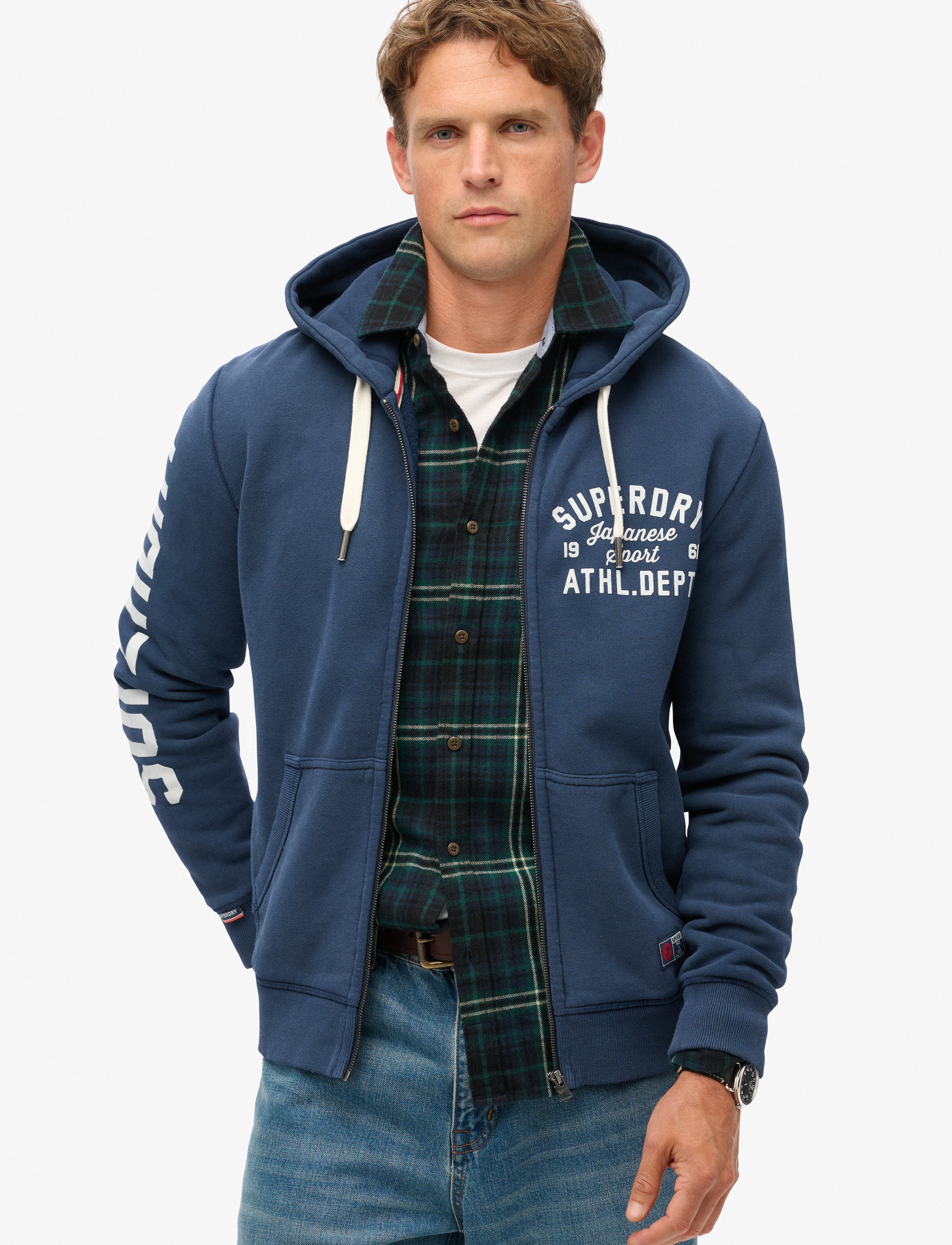 Superdry - TRACK & FIELD GRAPHIC ZIPHOOD - rich navy - 1