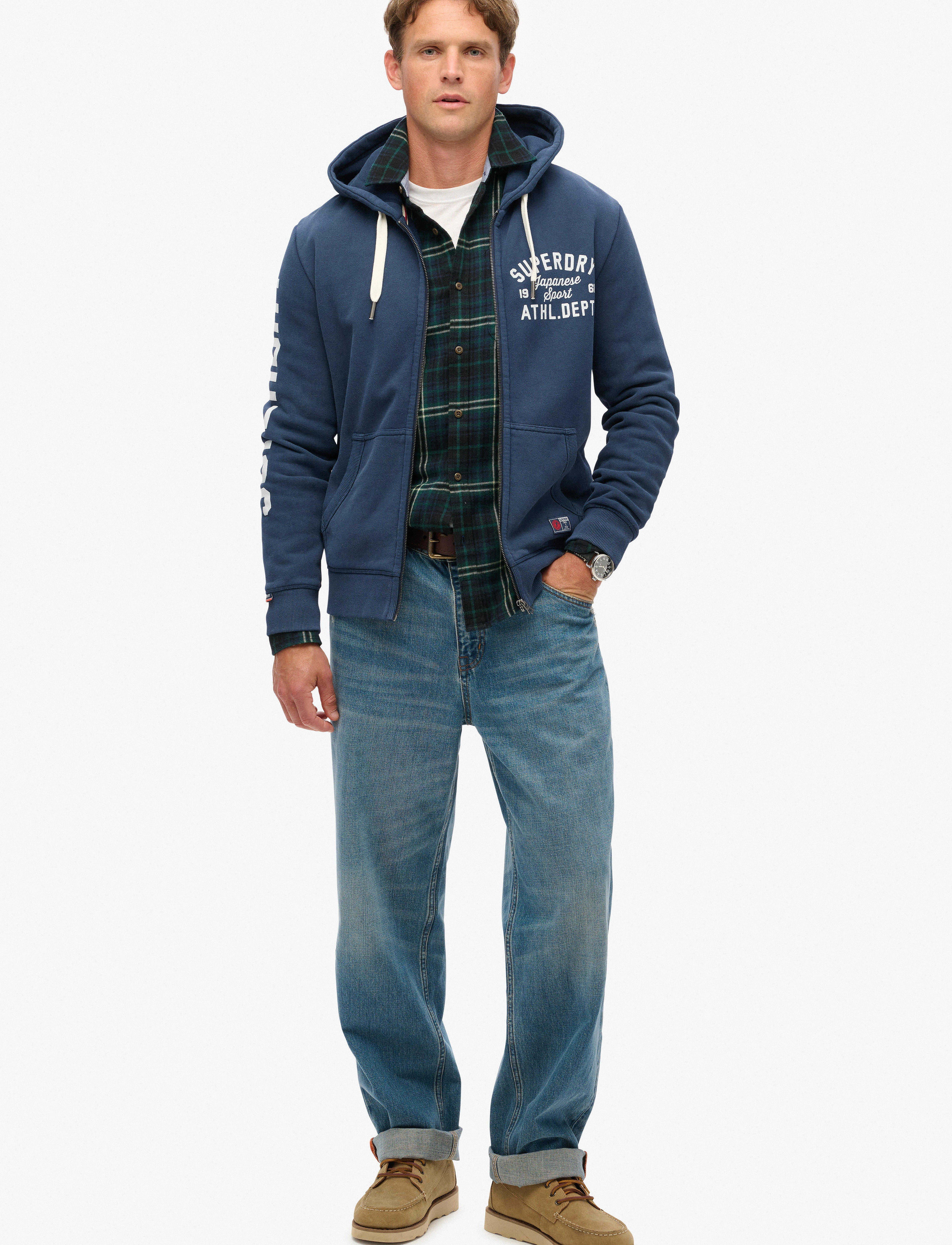 Superdry - TRACK & FIELD GRAPHIC ZIPHOOD - rich navy - 2