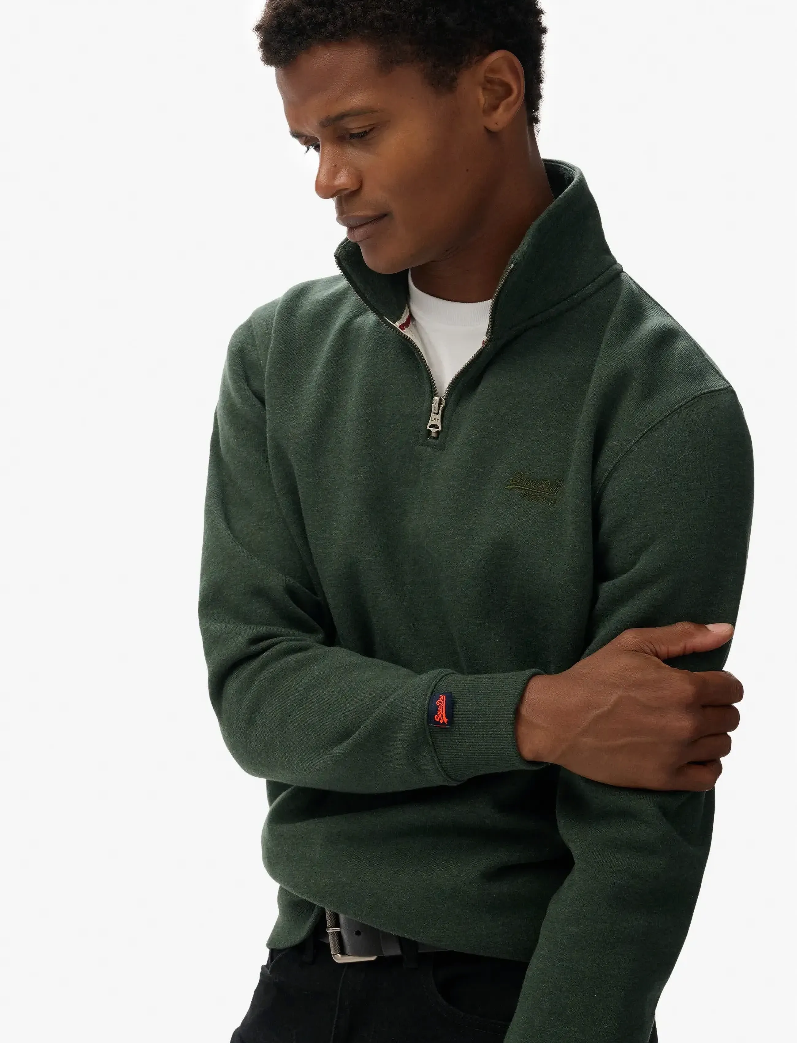 Superdry - ESSENTIAL LOGO HALF ZIP - dressipluusid - deep forest marl - 5