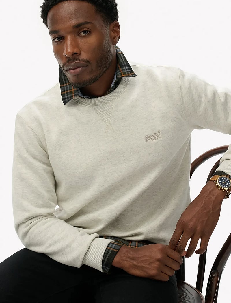 Superdry - ESSENTIAL LOGO CREW SWEATSHIRT - collegepaidat - straw grey marl - 4