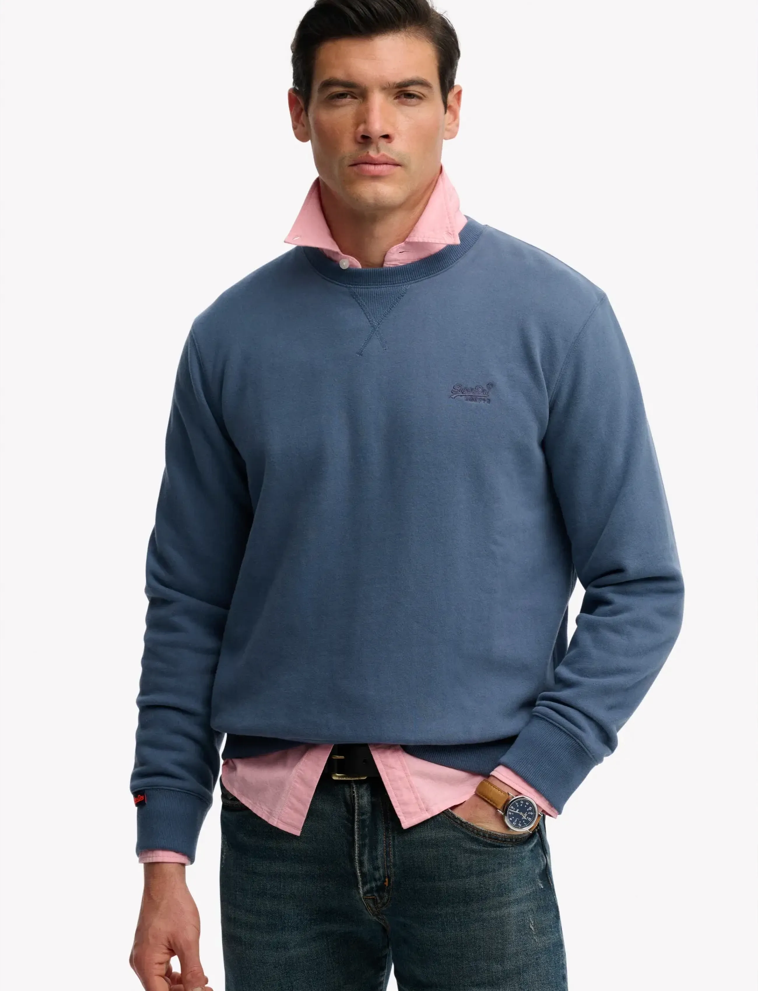 Superdry Essential Logo Crew Sweatshirt, XXL, Blue, Sweatshirts & Hættetrøjer > Sweatshirts, Herre