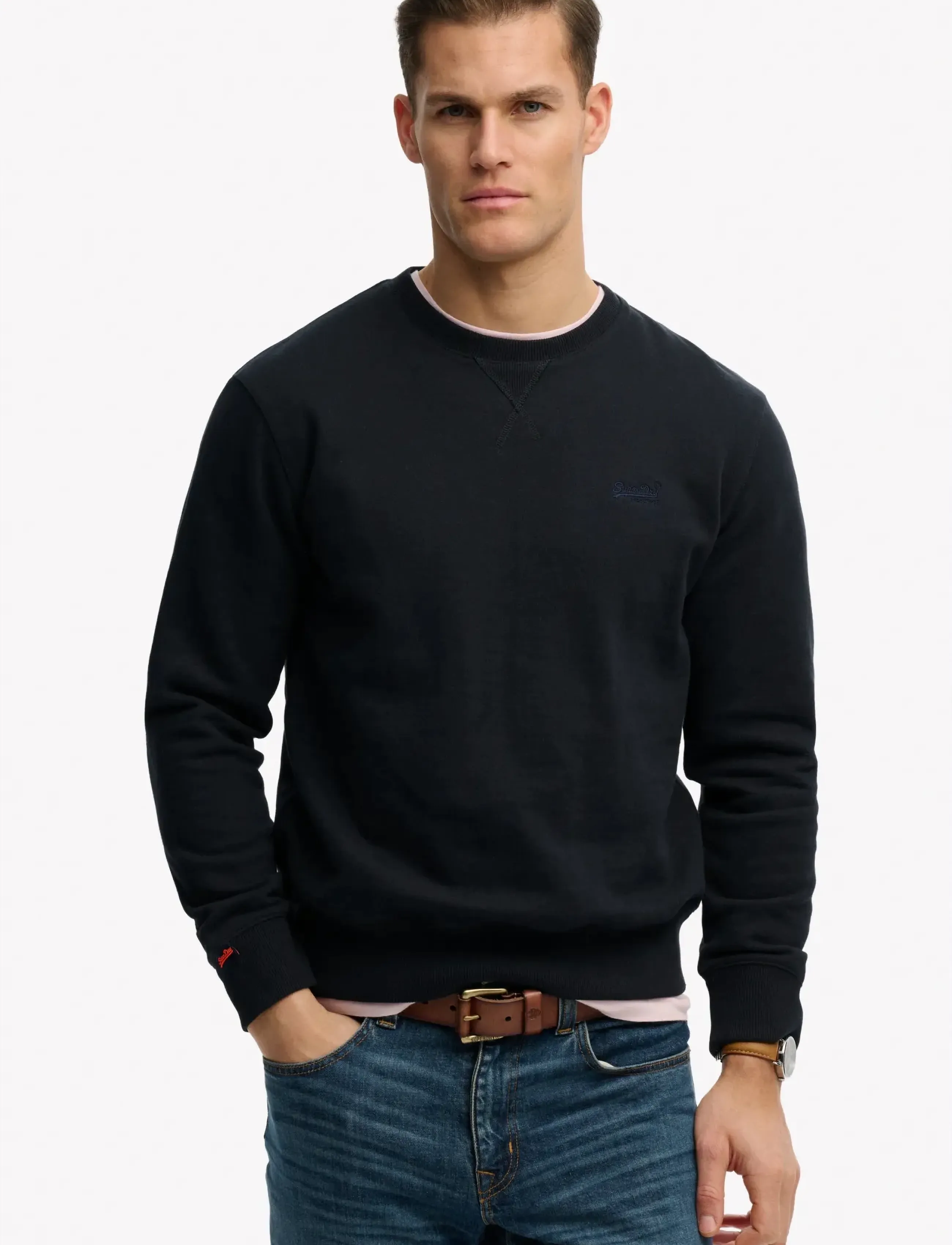 Superdry Essential Logo Crew Sweatshirt, S, Navy, Sweatshirts & Hættetrøjer > Sweatshirts, Herre