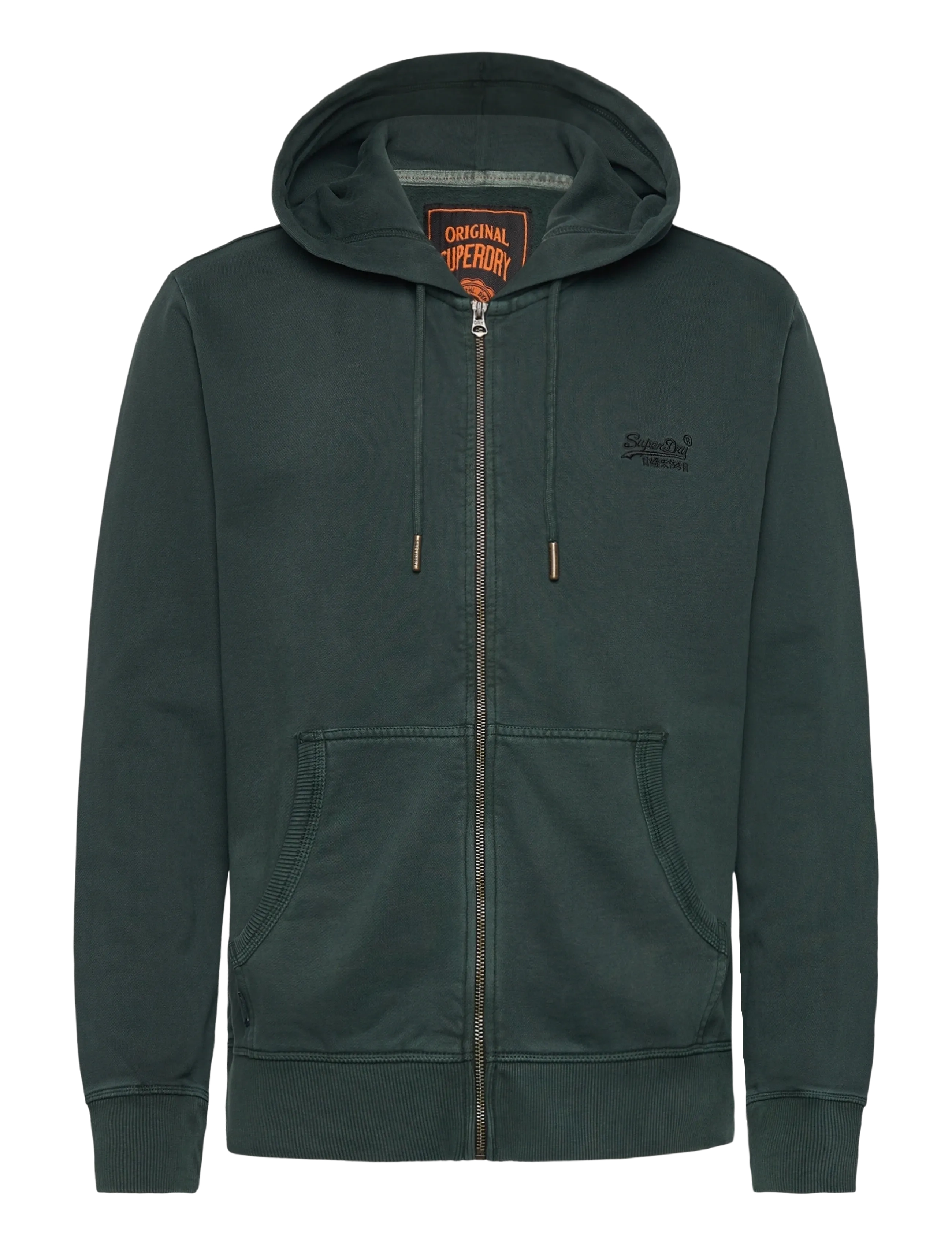 Superdry ESSENTIAL LOGO WASHED ZIPHOOD - Kläder - FOREST GREEN / green
