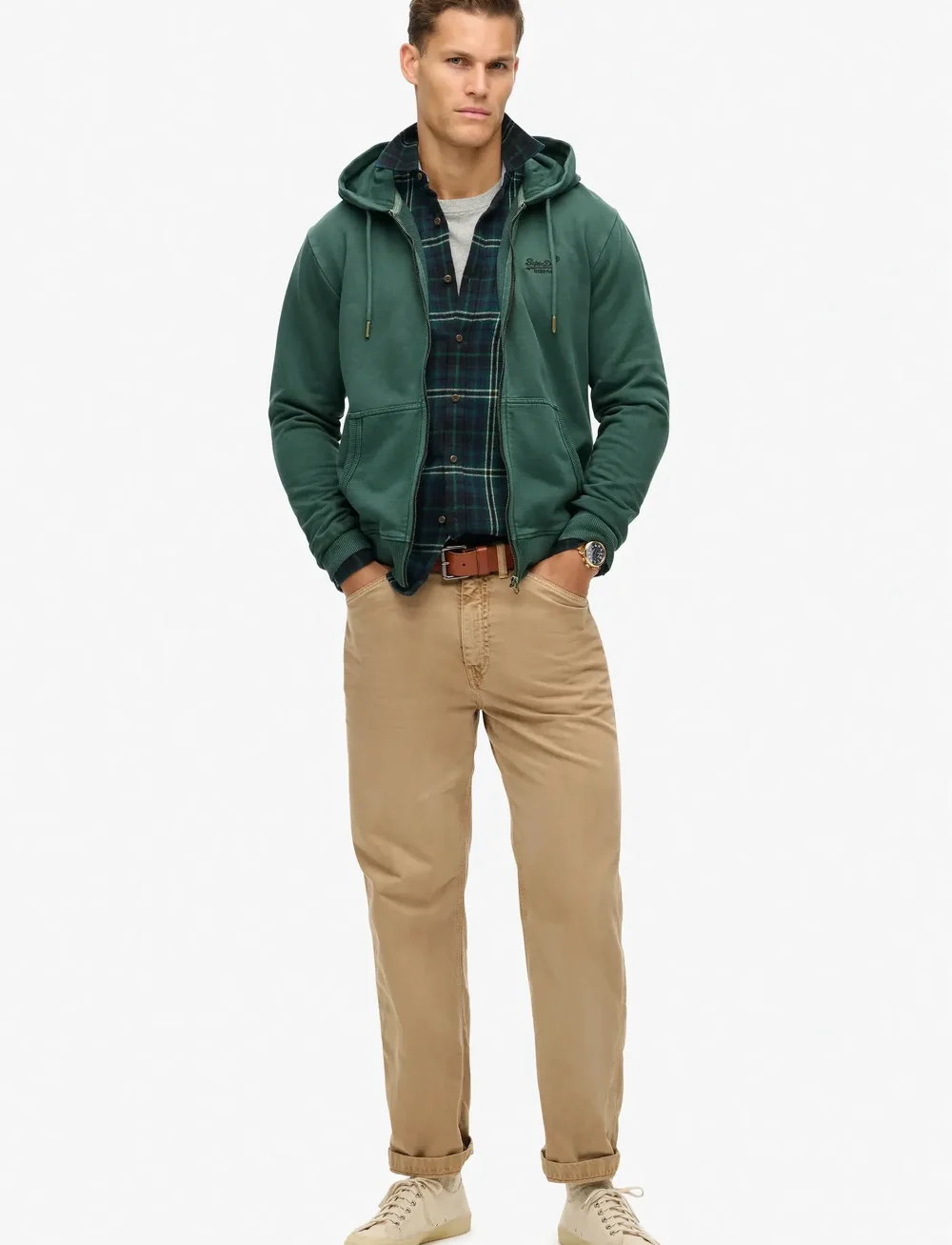 Superdry - ESSENTIAL LOGO WASHED ZIPHOOD - hættetrøjer - forest green - 3