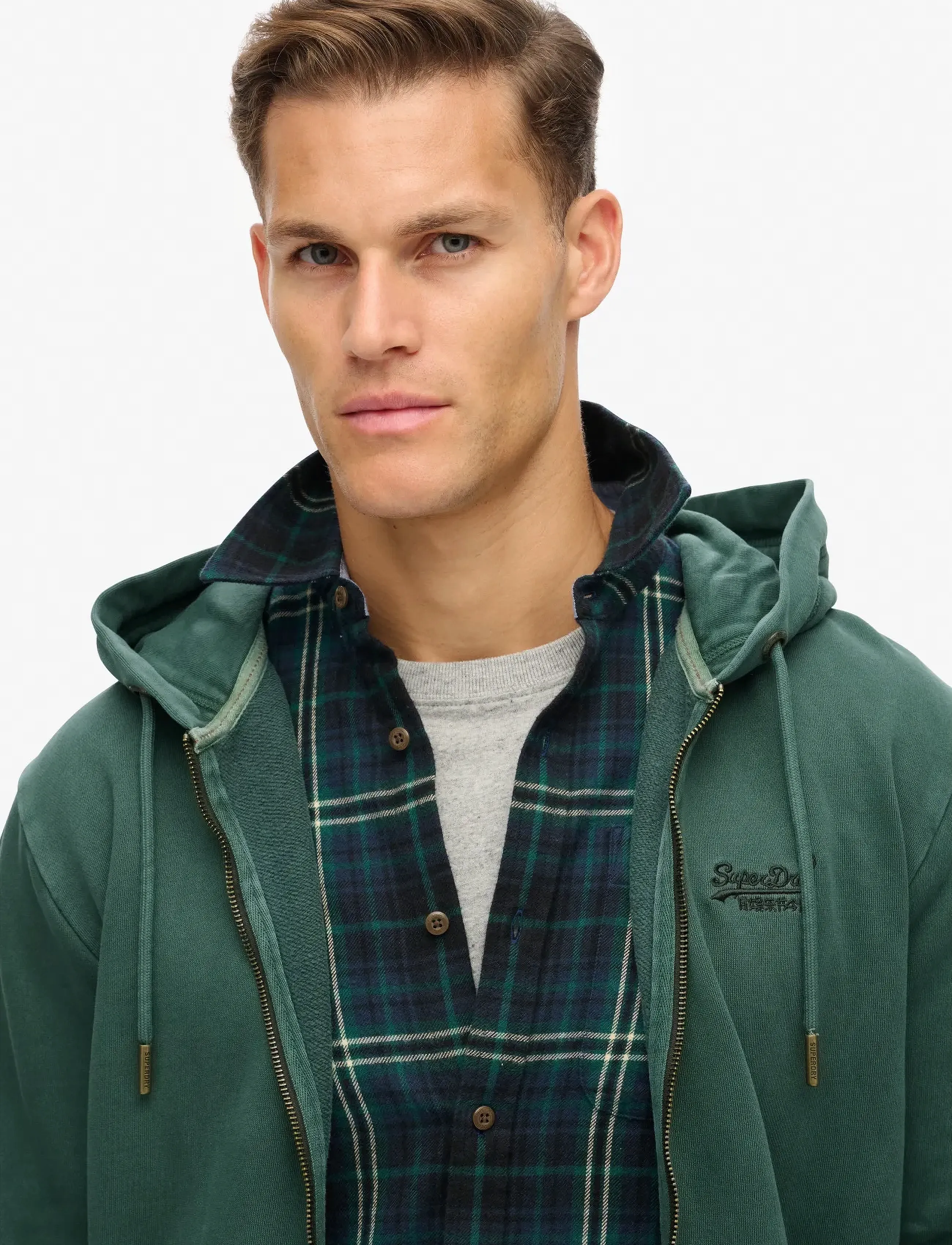 Superdry - ESSENTIAL LOGO WASHED ZIPHOOD - sweatshirts - forest green - 4
