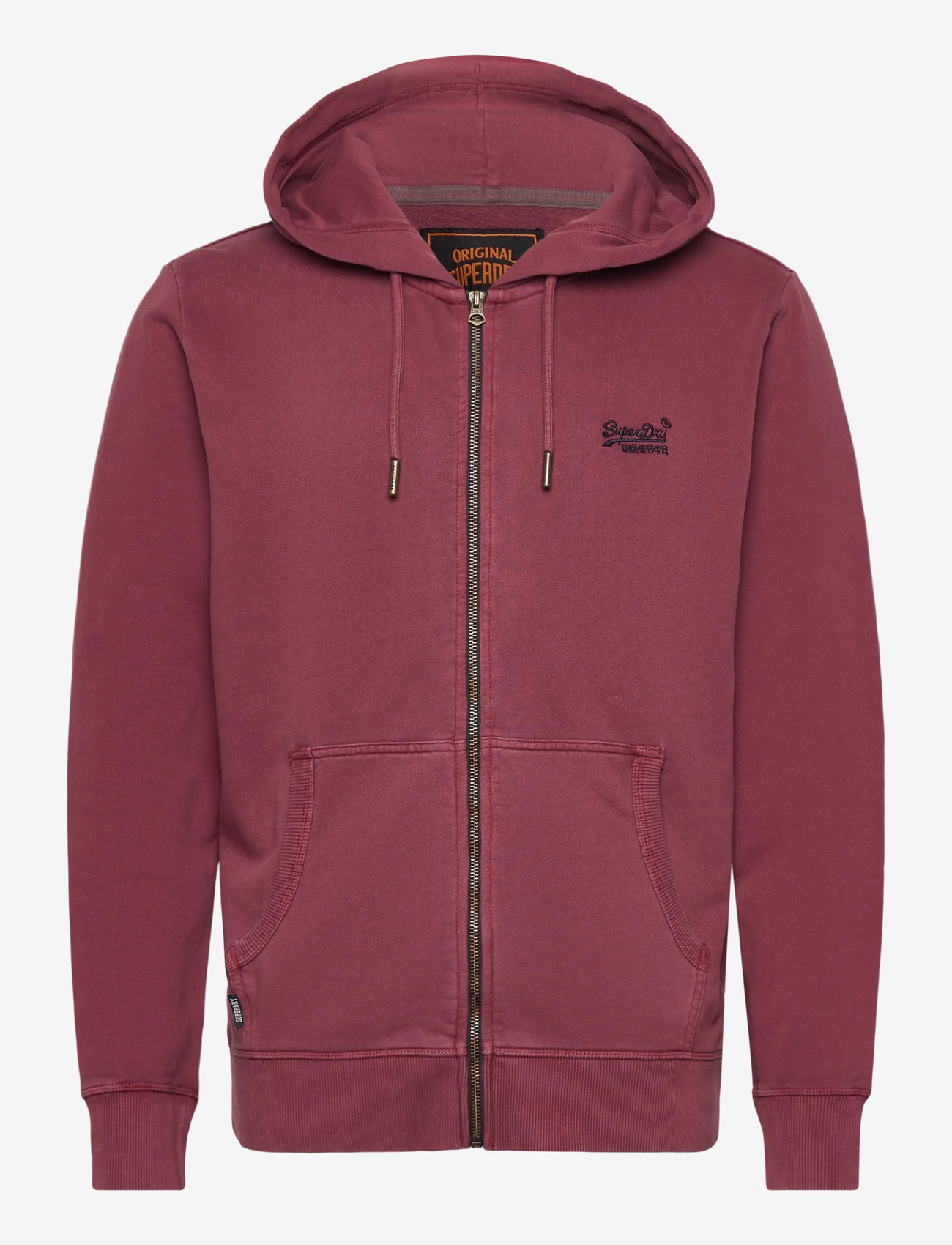 Superdry - ESSENTIAL LOGO WASHED ZIPHOOD - sweatshirts - washed rich burgandy - 0