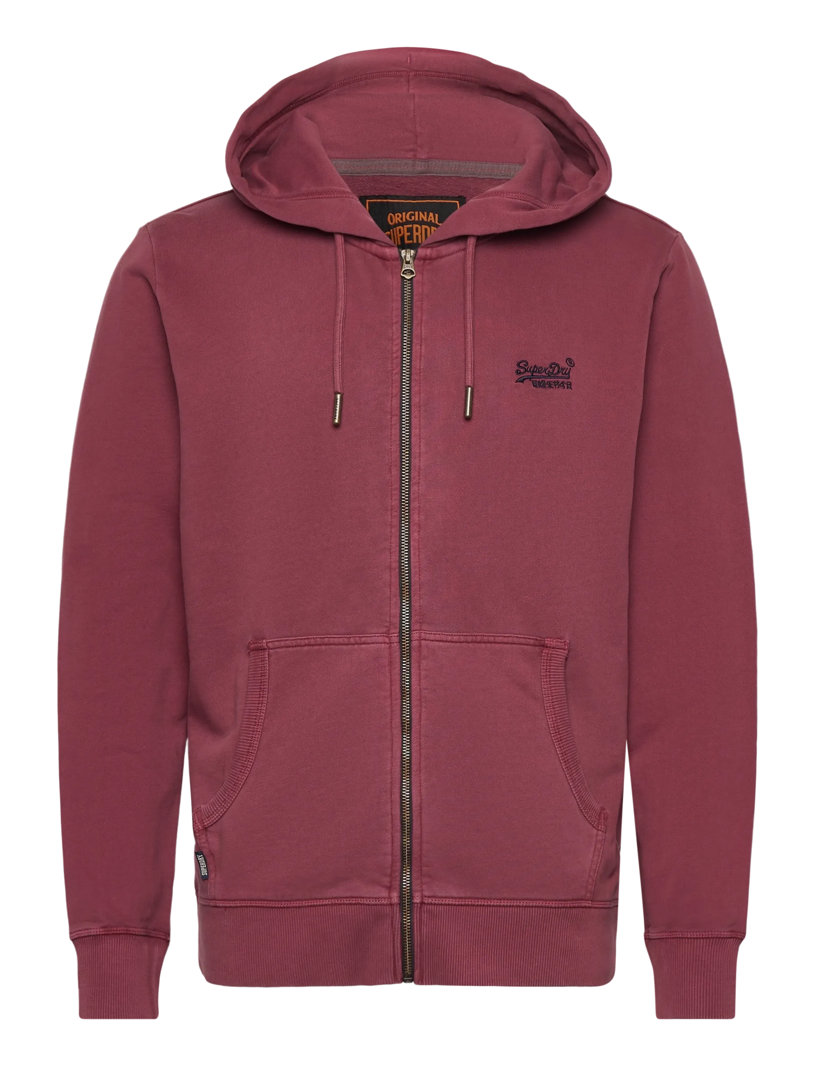 Superdry ESSENTIAL LOGO WASHED ZIPHOOD - Sweatshirts & huvtröjor - WASHED RICH BURGANDY / burgundy
