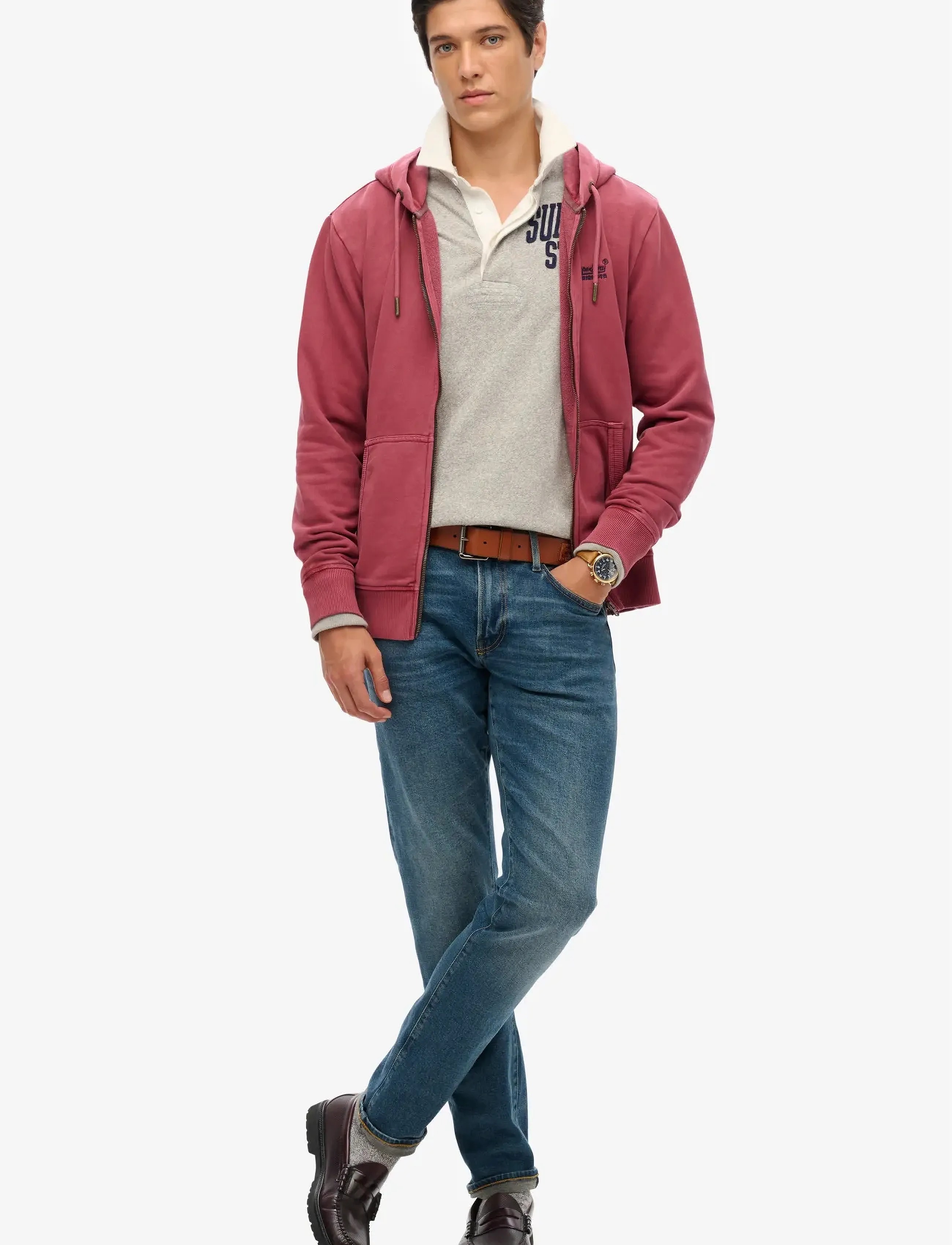 Superdry - ESSENTIAL LOGO WASHED ZIPHOOD - hoodies - washed rich burgandy - 3