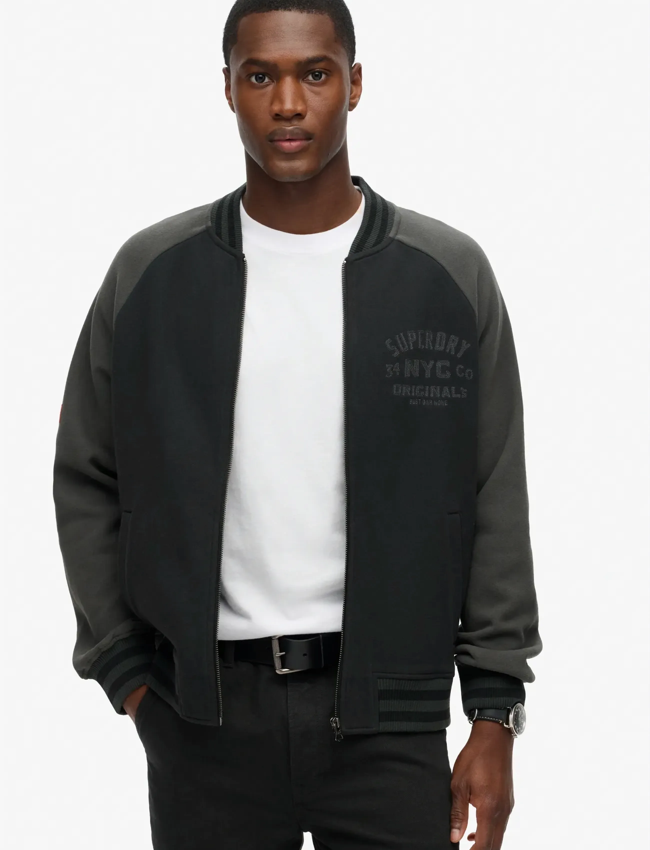 Superdry College Graphic Jersey Bomber, Mænd, College Grafisk Jersey Bomberjakke, Sort, Str: XXL