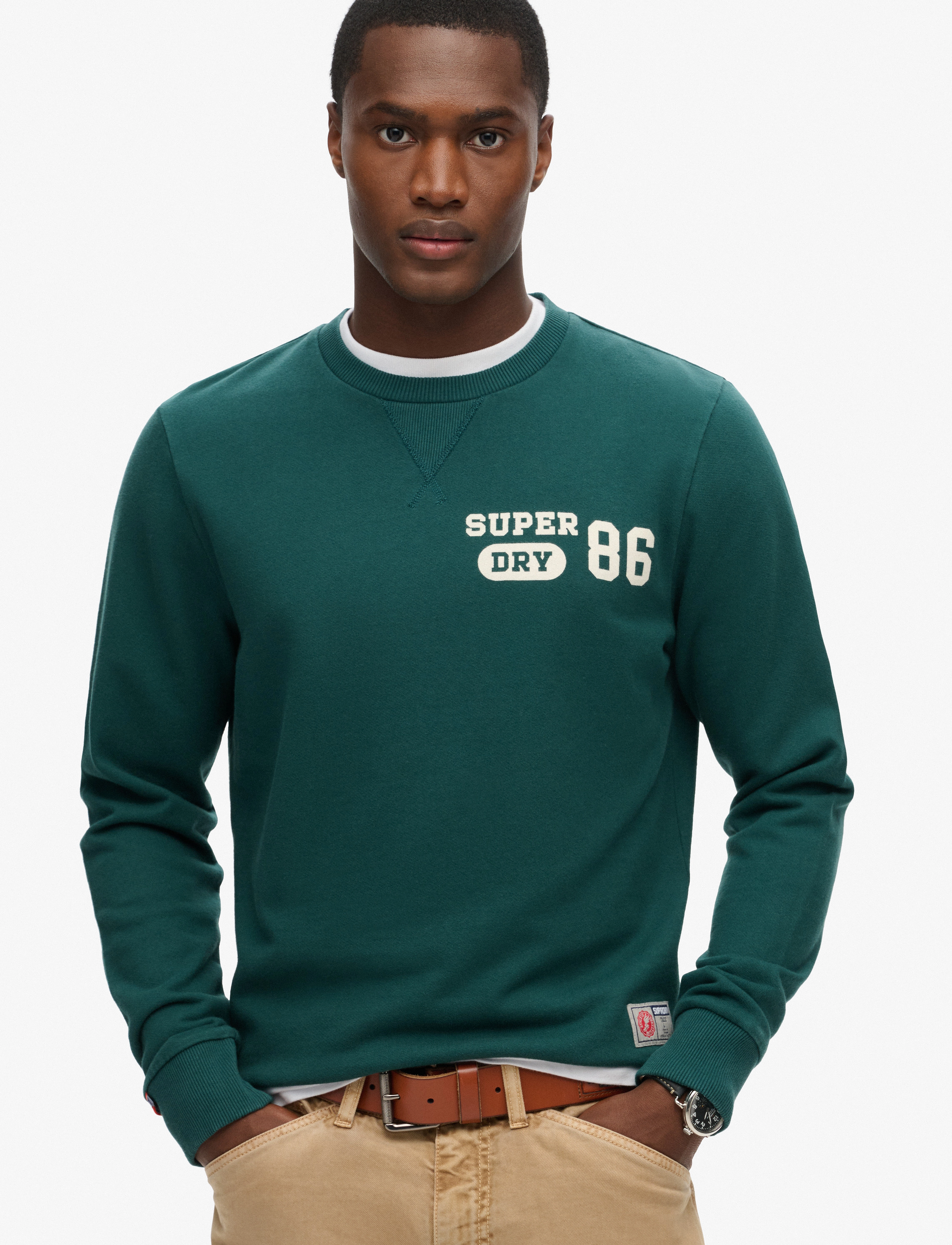 Superdry ATHLETIC PRINTED SWEATSHIRT - Offres - DARK PINE GREEN / green
