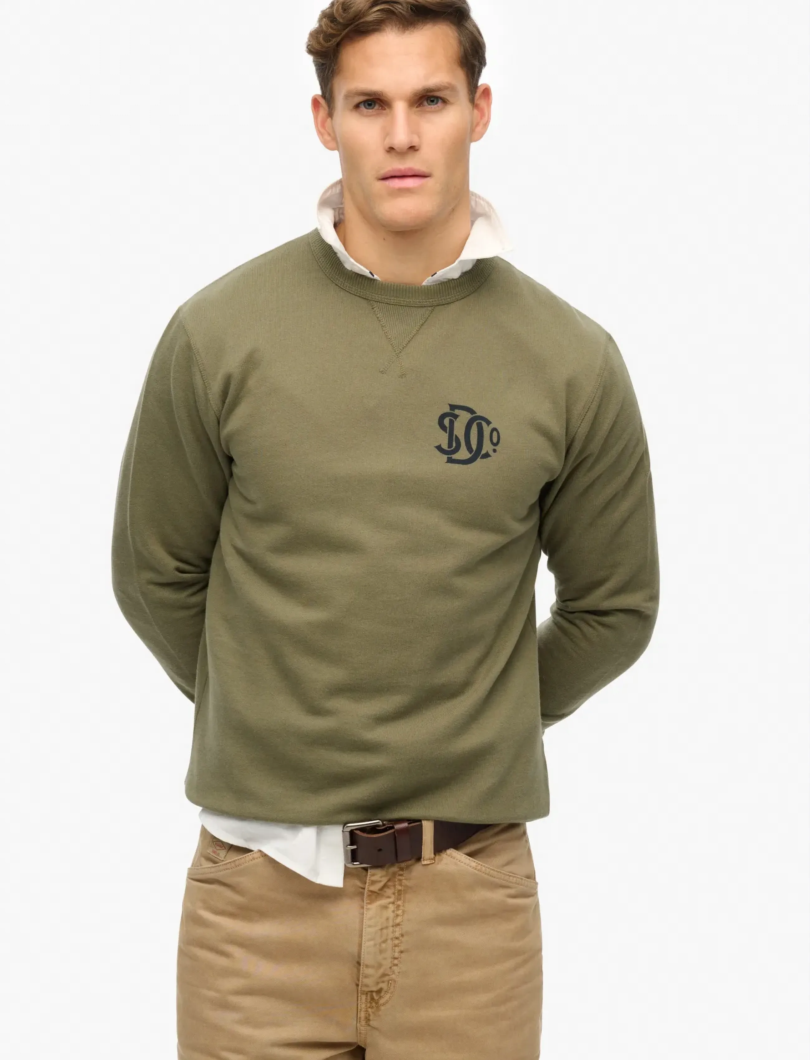 Superdry MERCHANT SWEATSHIRT - Dressipluusid - DUSTY OLIVE GREEN / khaki/green