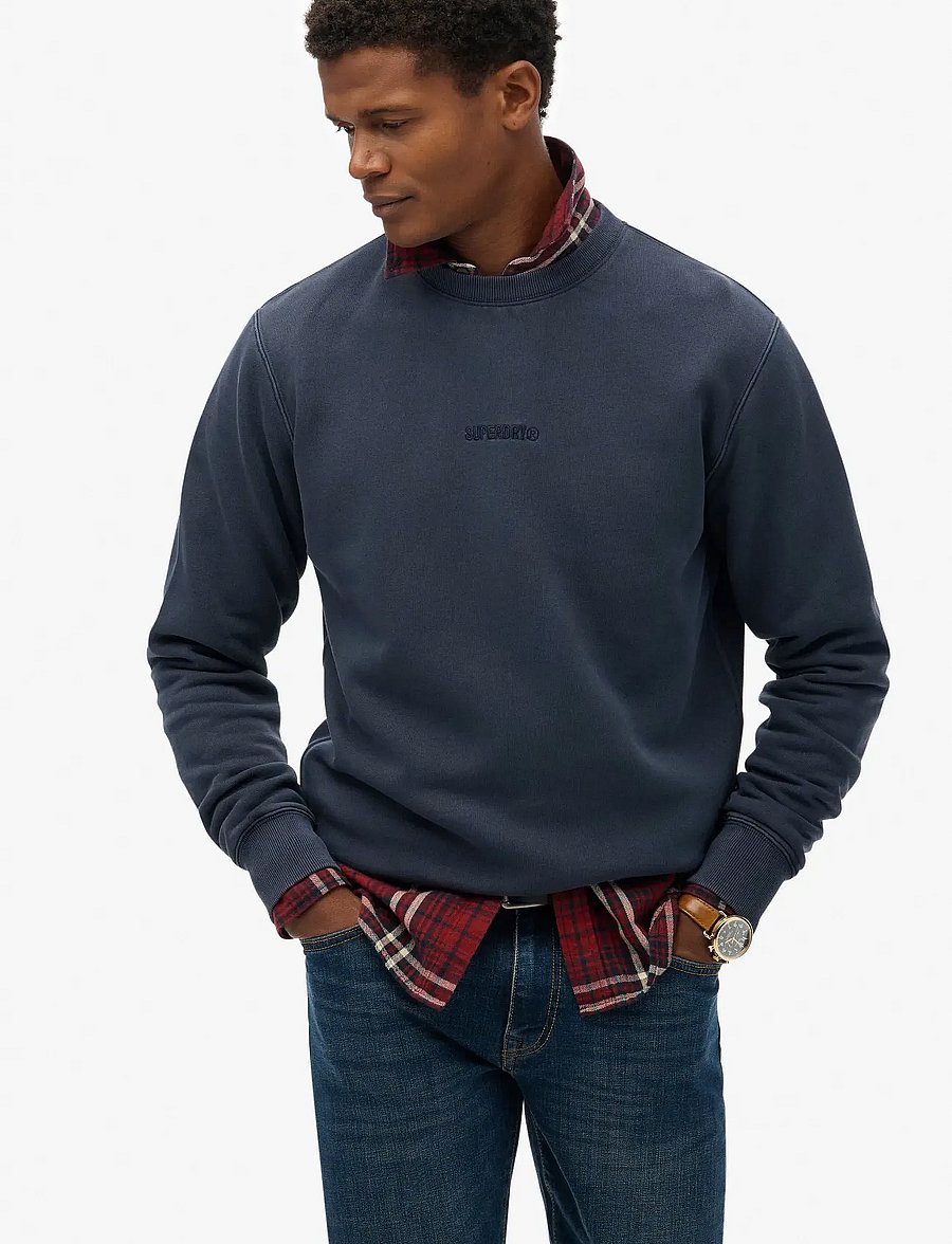 Superdry - MICRO LOGO CREW - kollektioner - blue knight - 4