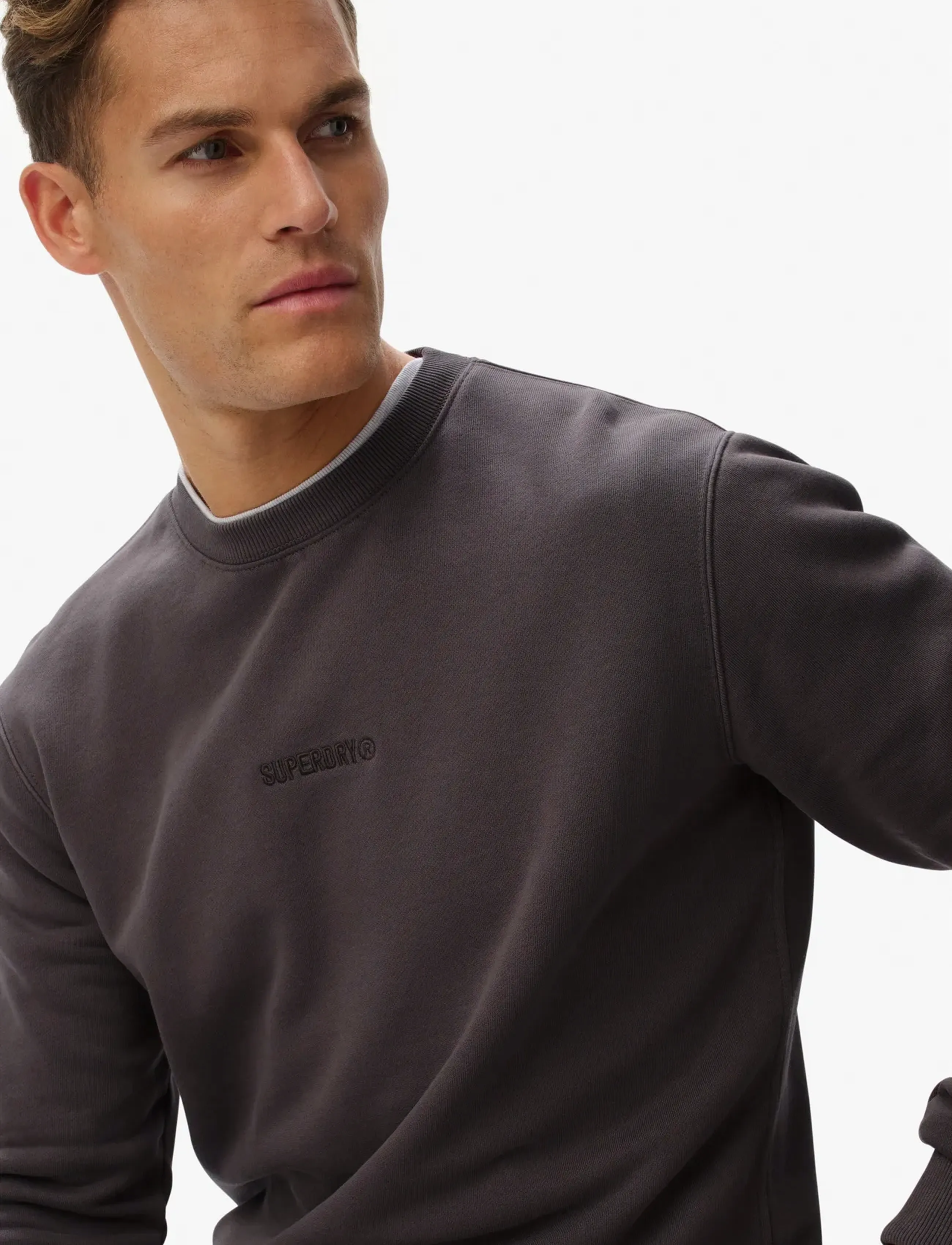 Superdry - MICRO LOGO CREW - sweatshirts - dark pebble grey - 3